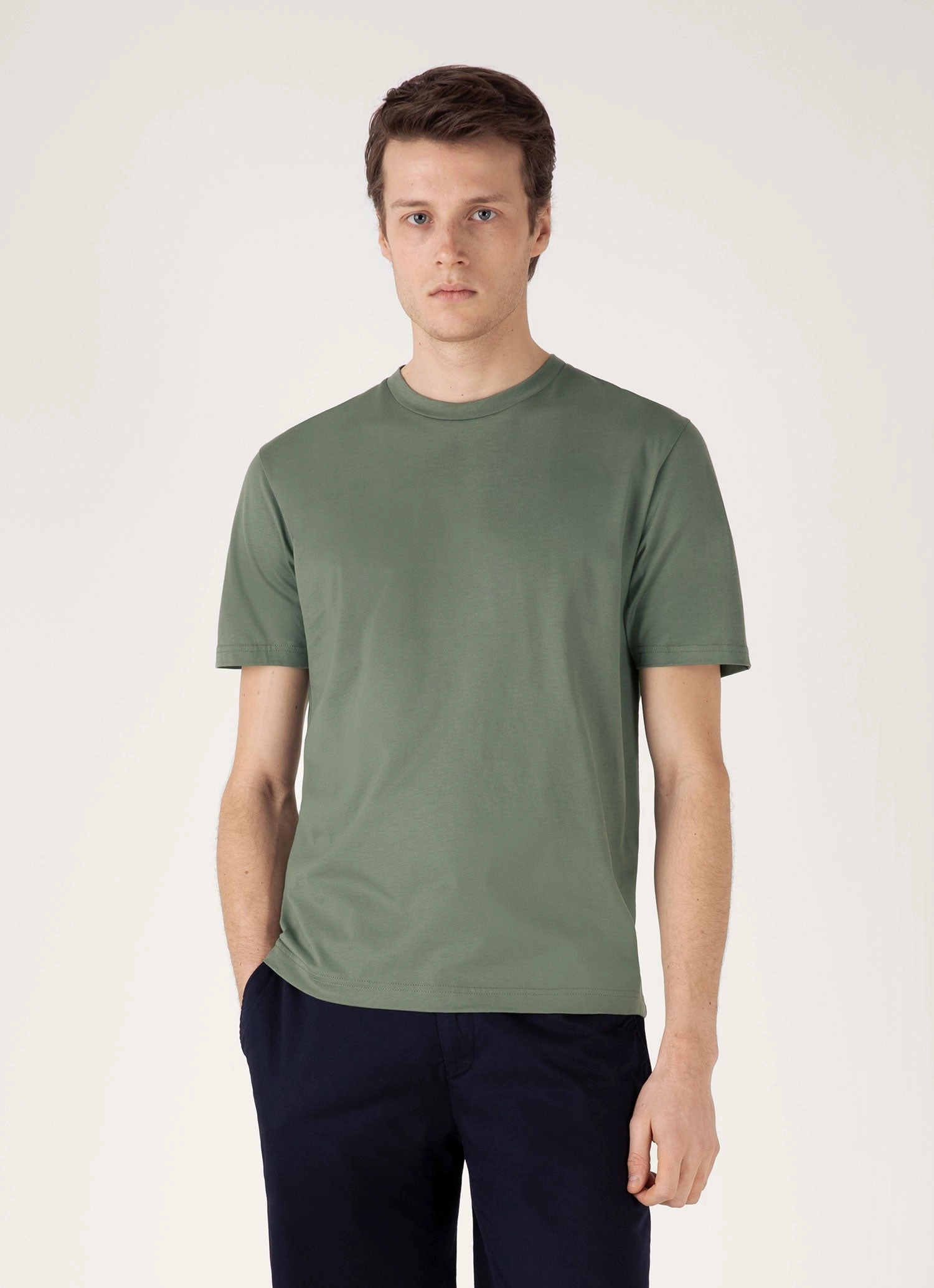 Essential Fit LowImpactDye Men's Riviera Midweight T-shirt in Dusk Green