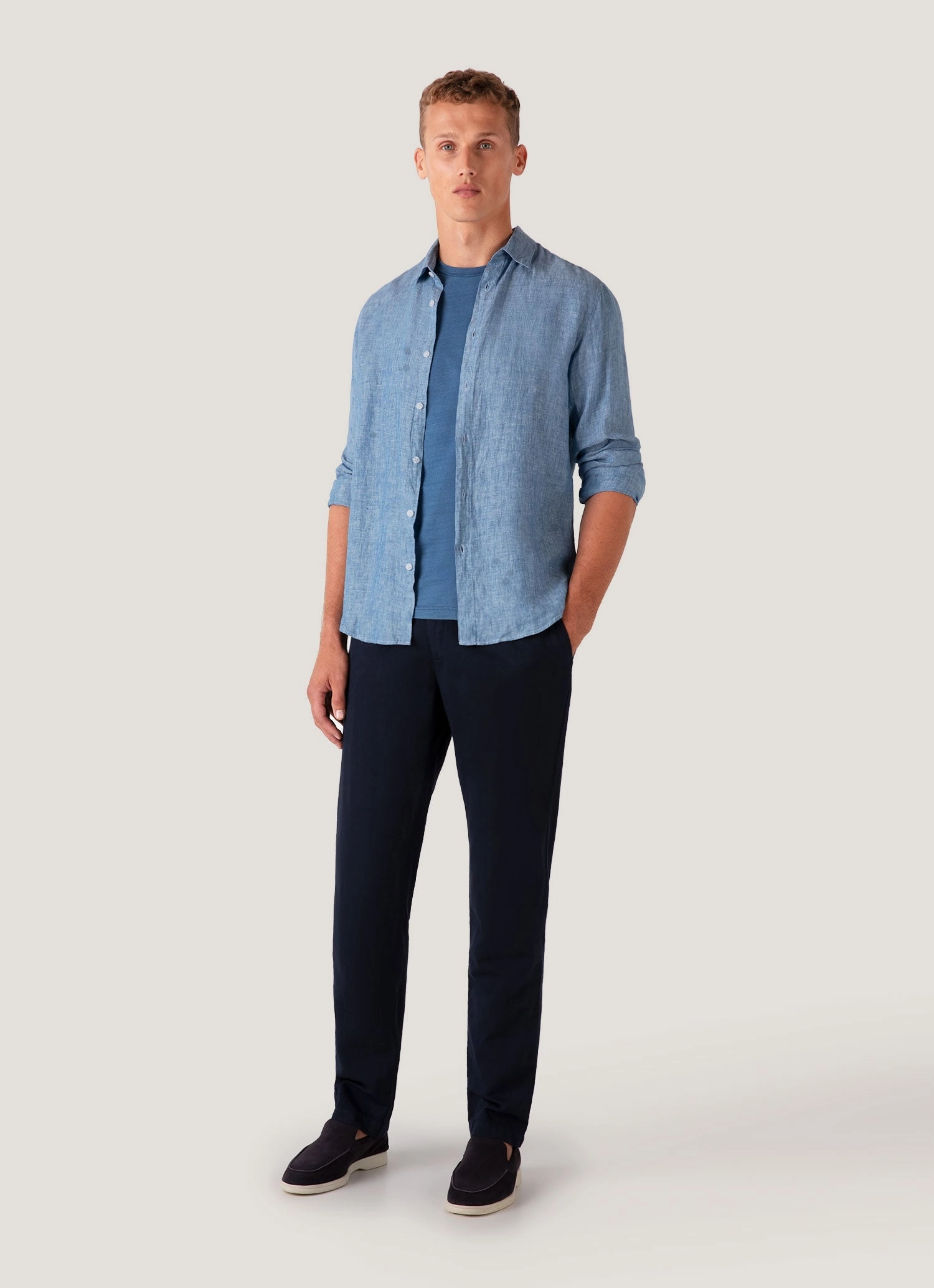 Men's Riviera Midweight T-shirt in Mid Indigo Wash vacation wear