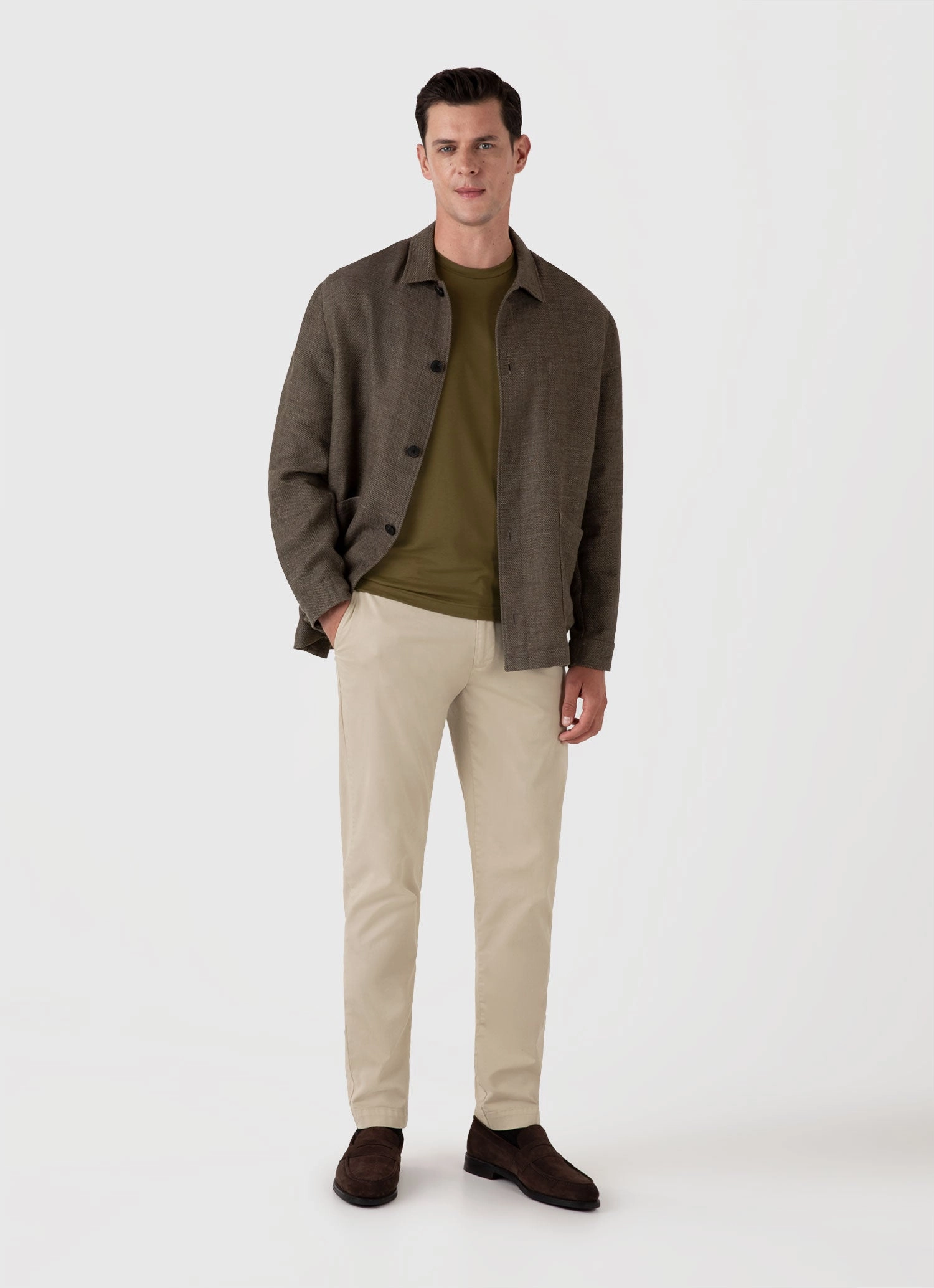 SeamlessConstruction Breathable mesh Men's Riviera Midweight T-shirt in Olive Green