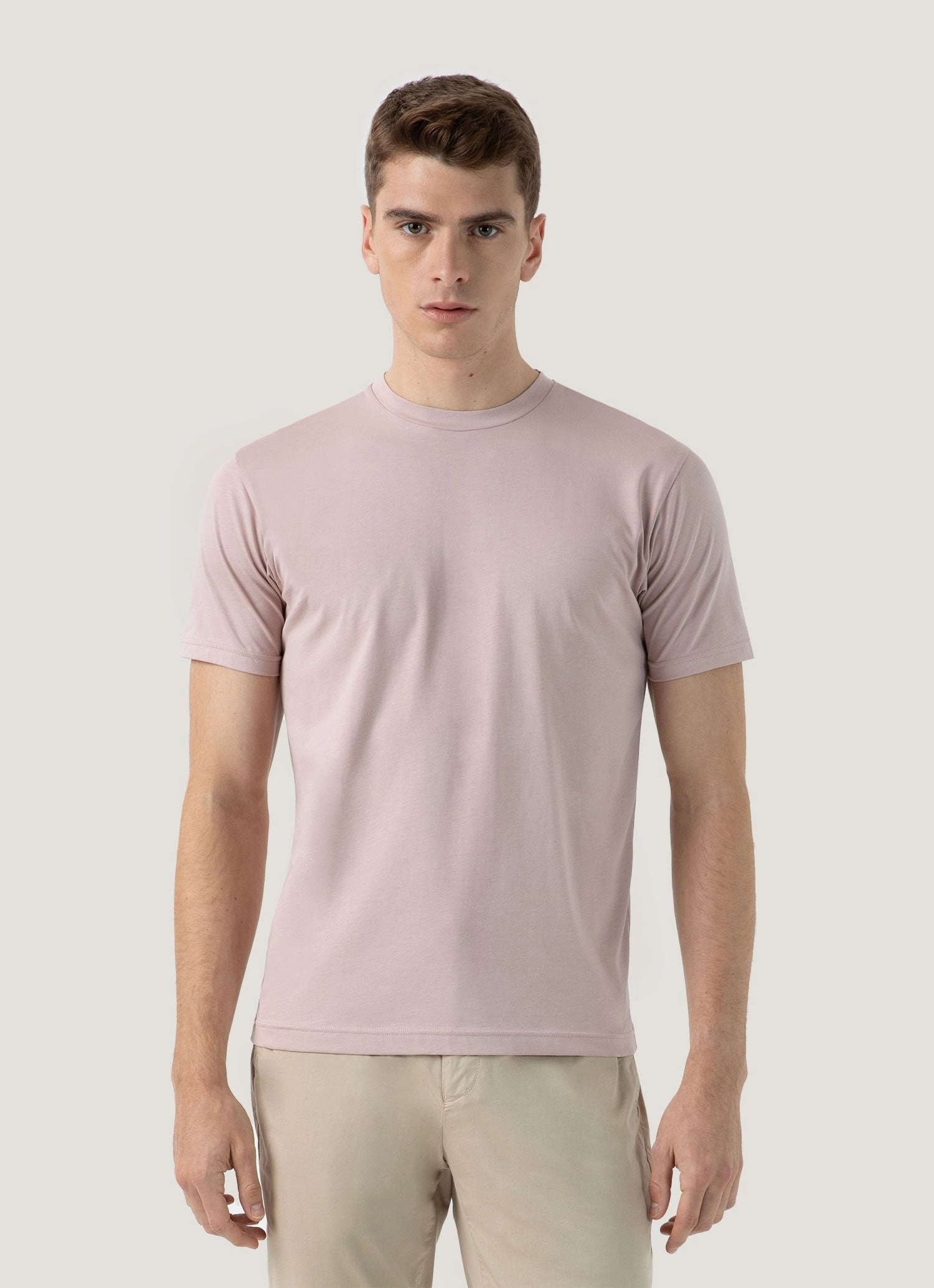 Men's Riviera Midweight T?shirt in Pale Pink Casual Essentials Wear hypoallergenic material