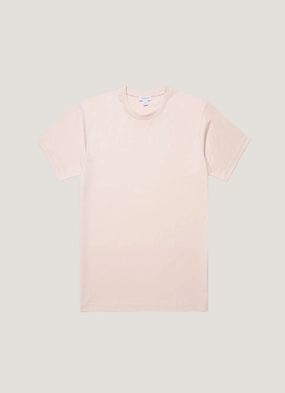 Men's Riviera Midweight T-shirt in Pastel Pink Wide - leg Chill Comfort Look Smart Casual Look Men's Riviera Midweight T-shirt in Pastel Pink