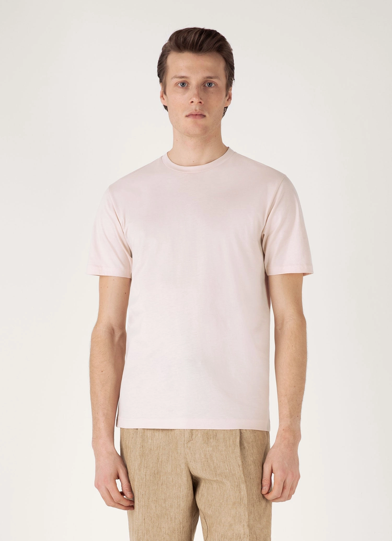 Stylish Casual Relaxed Comfort Fit Men's Riviera Midweight T-shirt in Pastel Pink