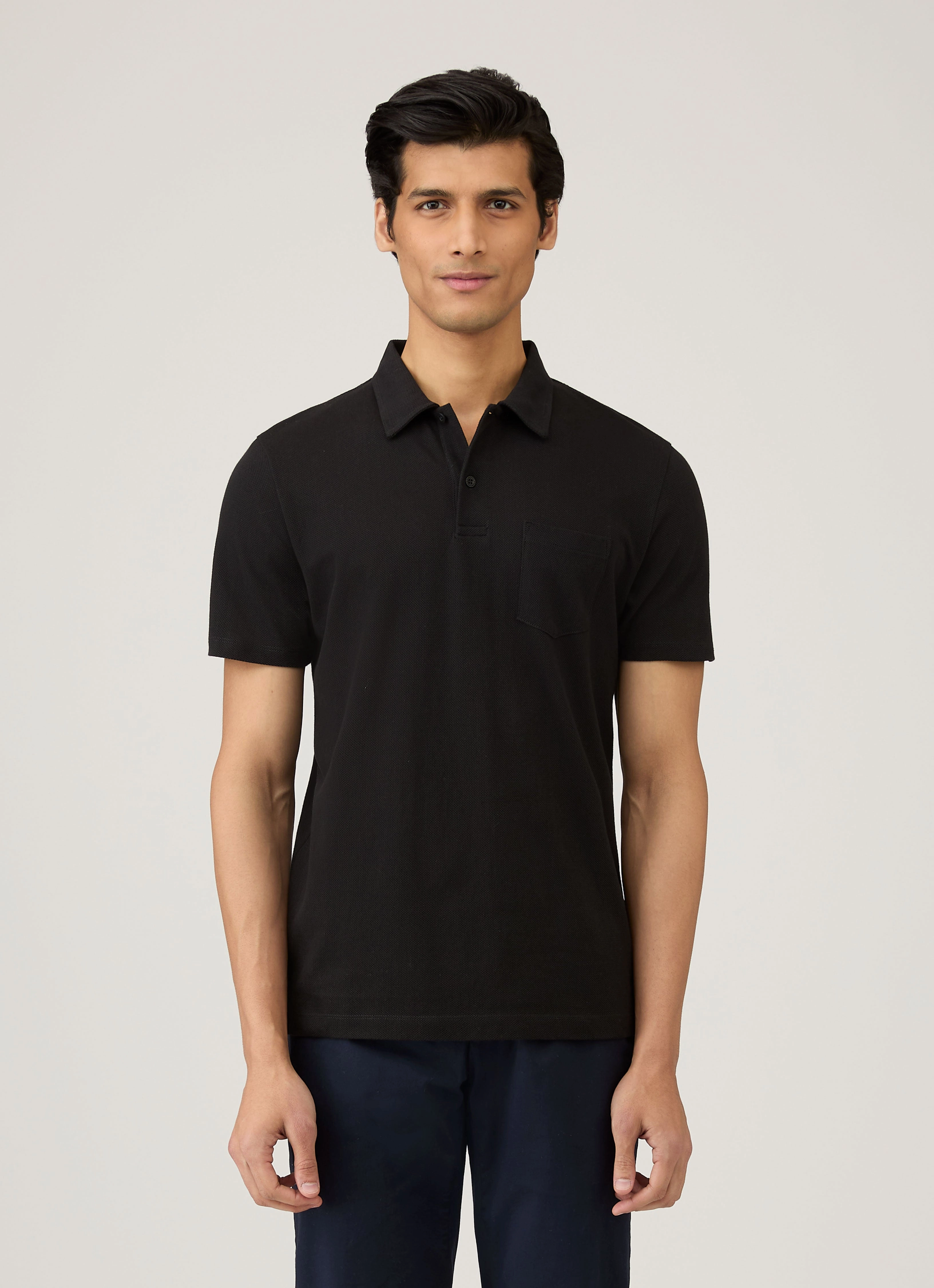 Men's Riviera Polo Shirt in Black Breathable mesh lining