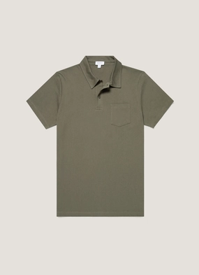 Men's Riviera Polo Shirt in Khaki Light Flex Men's Riviera Polo Shirt in Khaki Striped Design Simple Layer