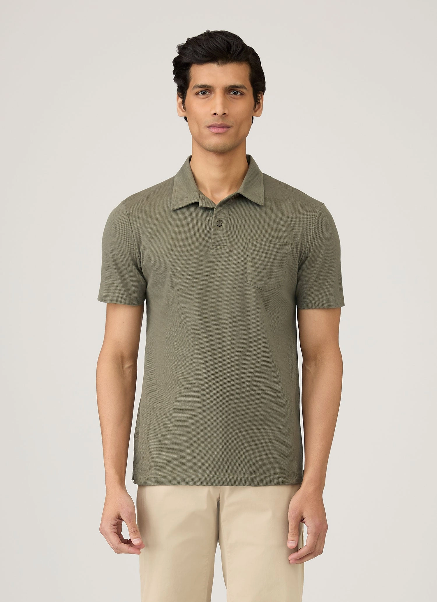 Men's Riviera Polo Shirt in Khaki Functional Essentials Casual Layer