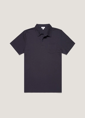 Men's Riviera Polo Shirt in Navy Casual Comfort Soft Touch Flexible Collar Band Men's Riviera Polo Shirt in Navy