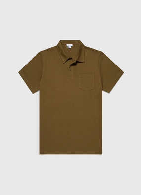 Men's Riviera Polo Shirt in Olive Green Tailored Wear Sleek Layers Men's Riviera Polo Shirt in Olive Green
