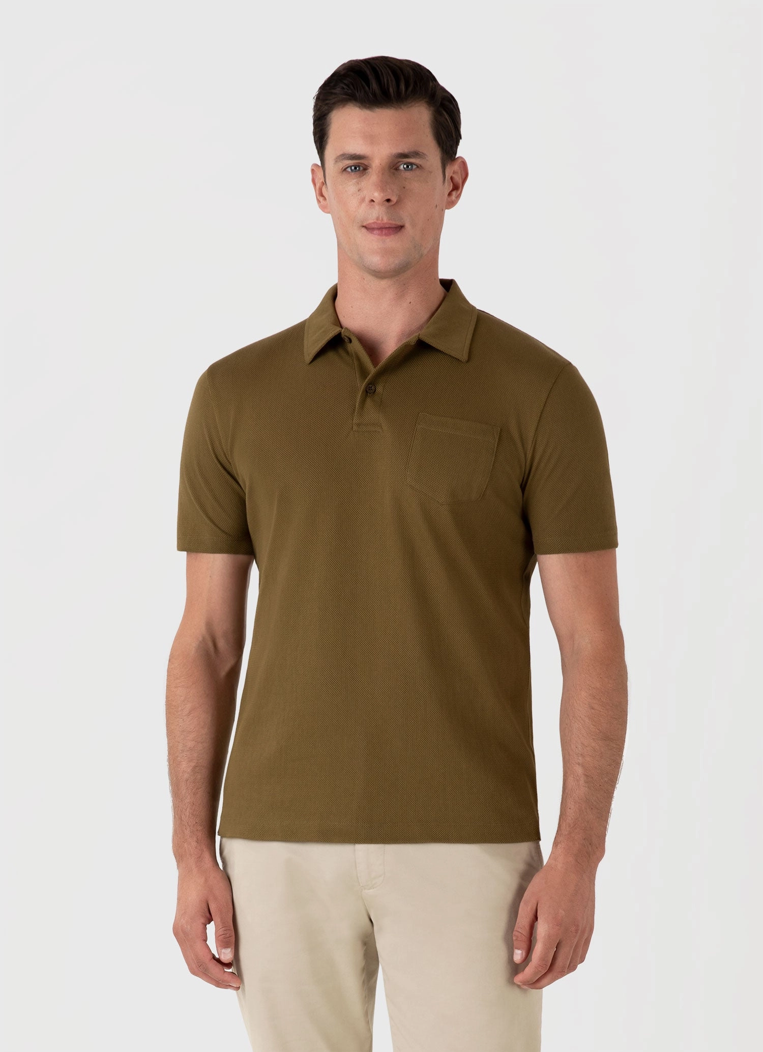 Men's Riviera Polo Shirt in Olive Green Simple Top