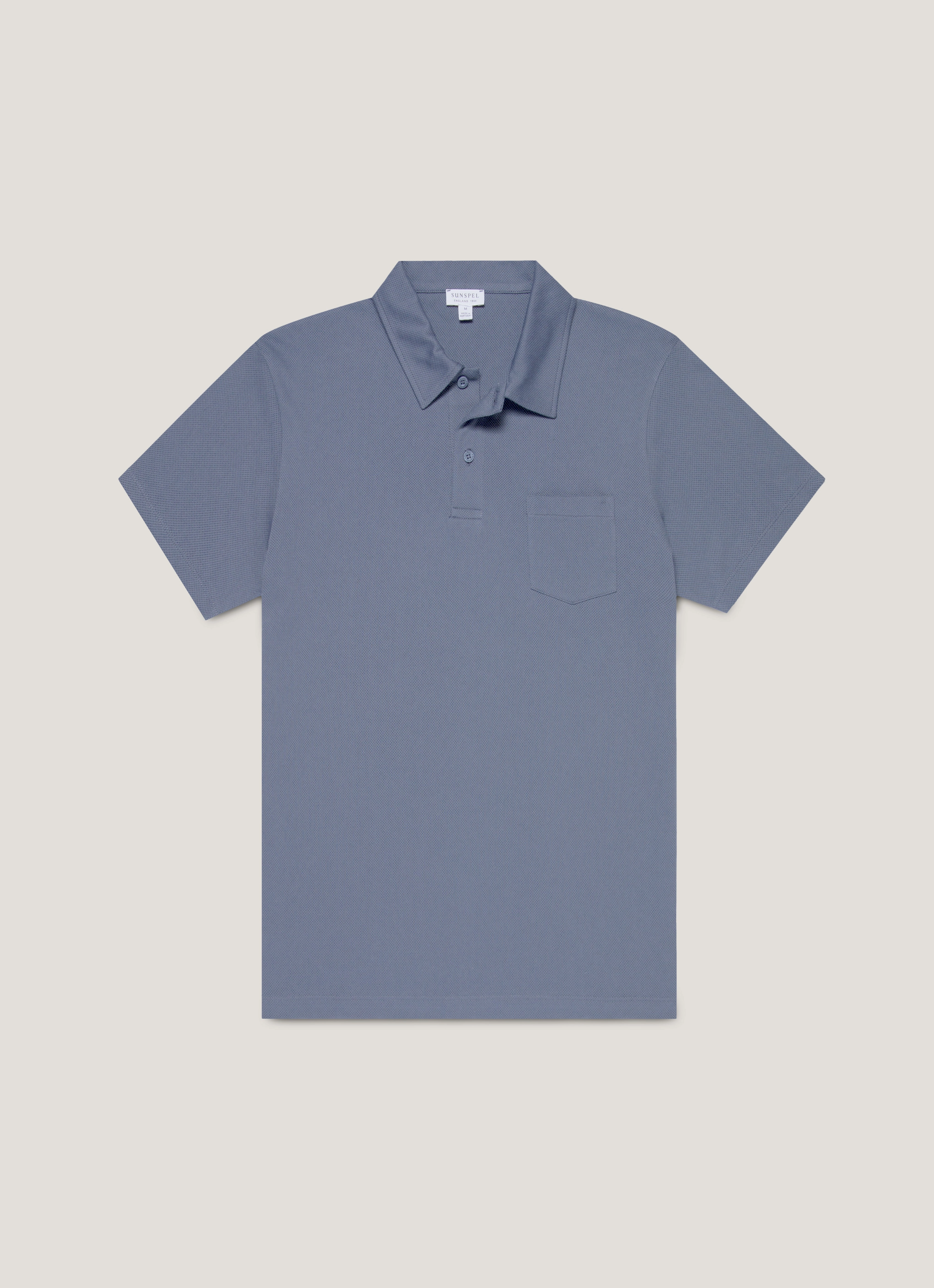 Men's Riviera Polo Shirt in Selvedge Blue Fashionable Shirt