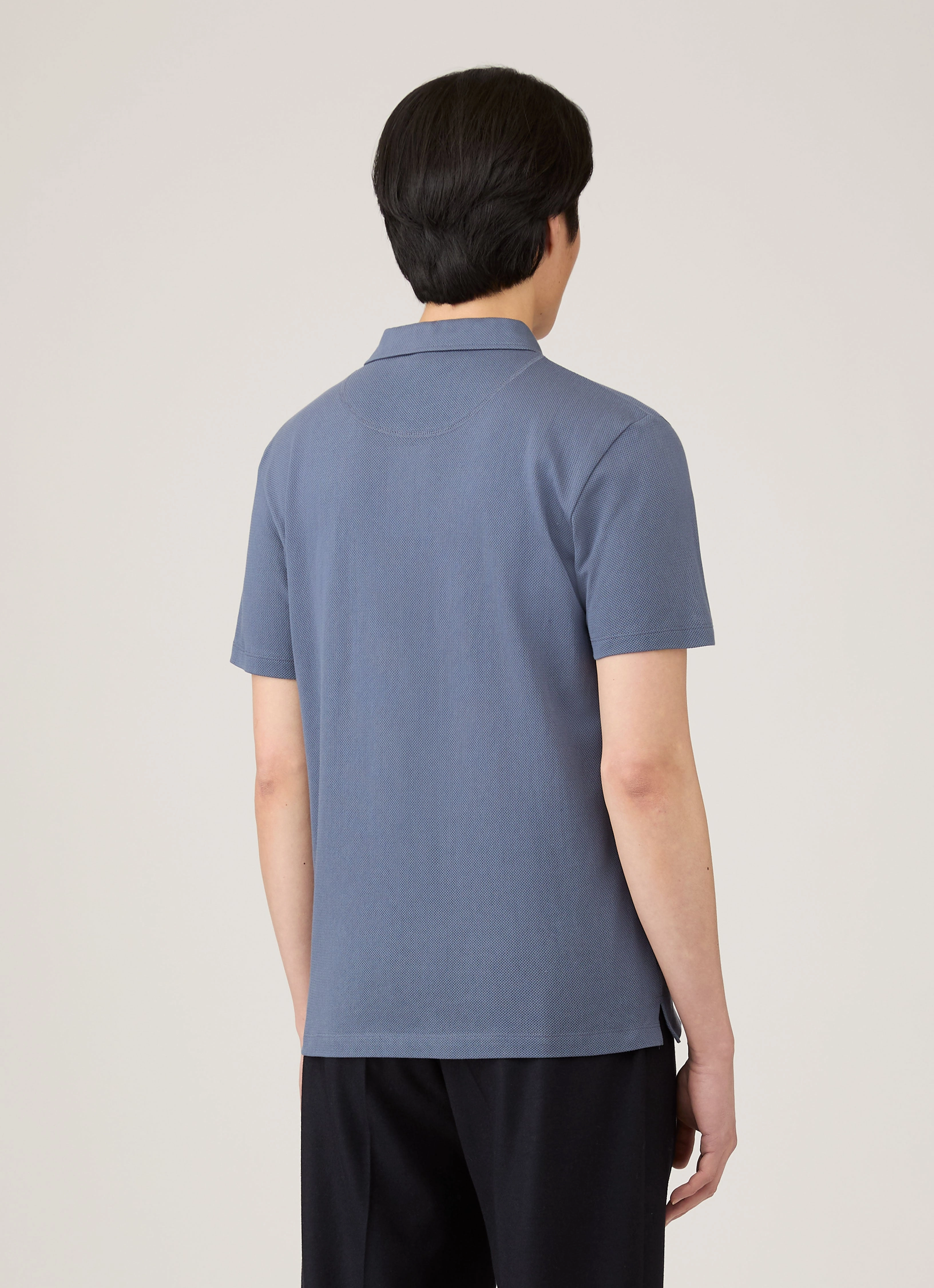 Men's Riviera Polo Shirt in Selvedge Blue Everyday Wear Sustainable Production Certification