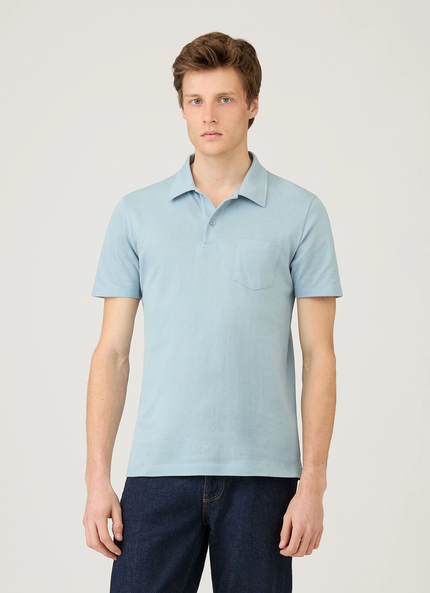 Men's Riviera Polo Shirt in Sky Blue Durable Double Stitching Smart Casual