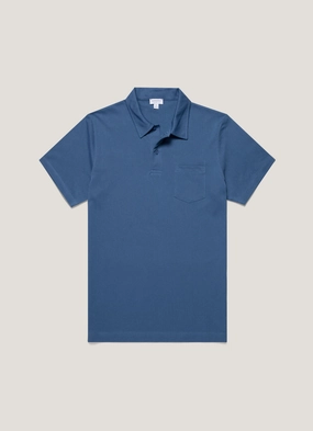 Men's Riviera Polo Shirt in Soft Denim Thermoregulating Corporate Event Men's Riviera Polo Shirt in Soft Denim