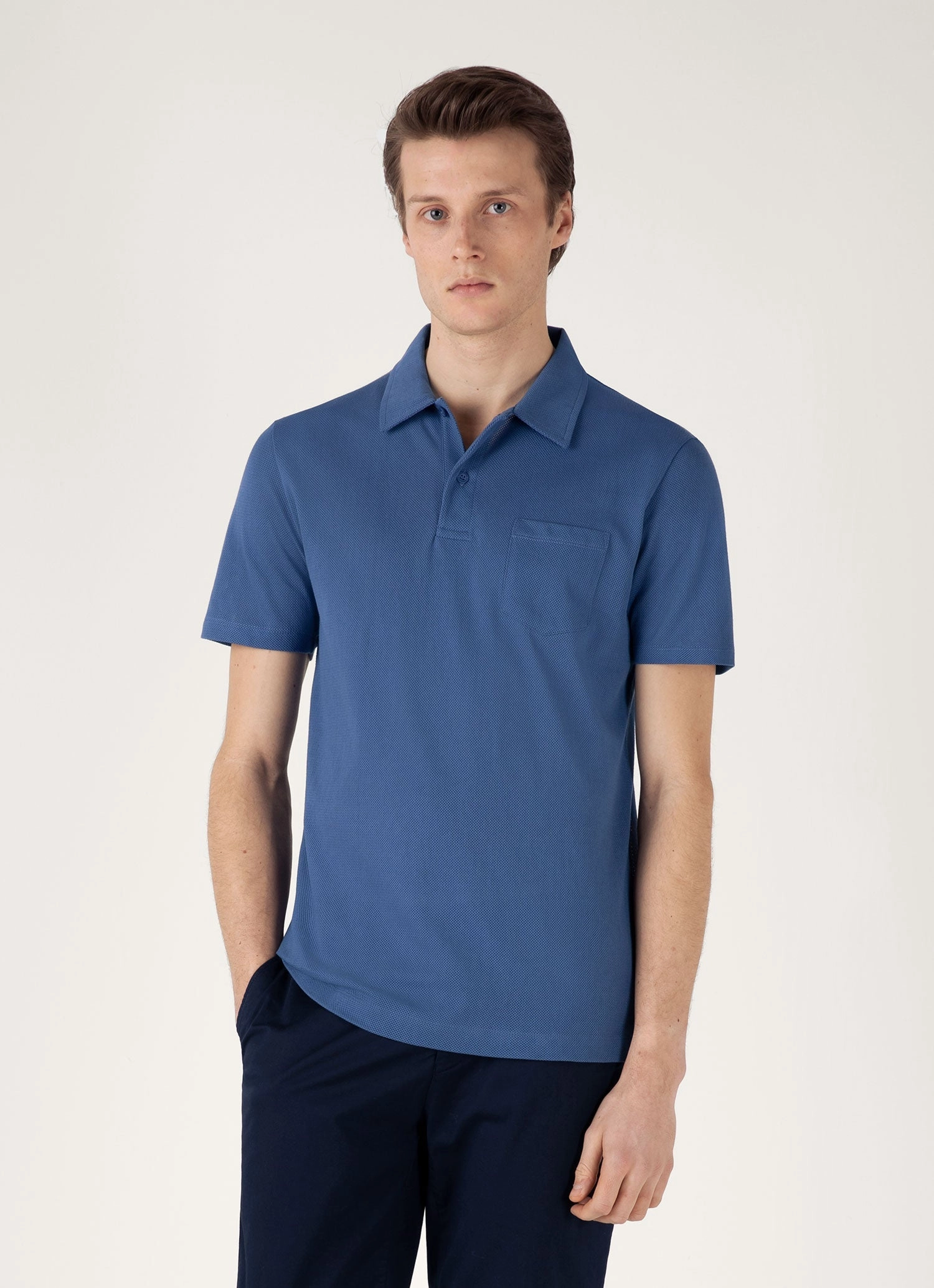 Men's Riviera Polo Shirt in Soft Denim Classic Style
