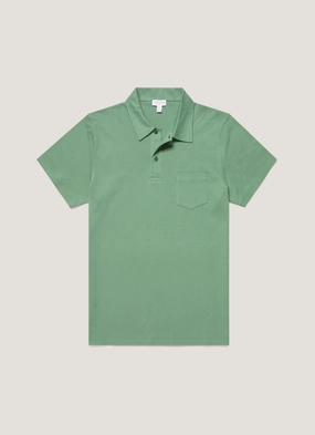 Men's Riviera Polo Shirt in Thyme Premium Quality Interlock Cotton