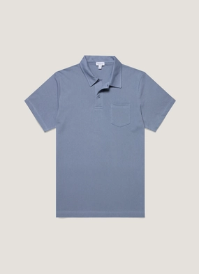 Men's Riviera Polo Shirt in Vintage Blue Performance-Ready Versatile Fashion Men's Riviera Polo Shirt in Vintage Blue