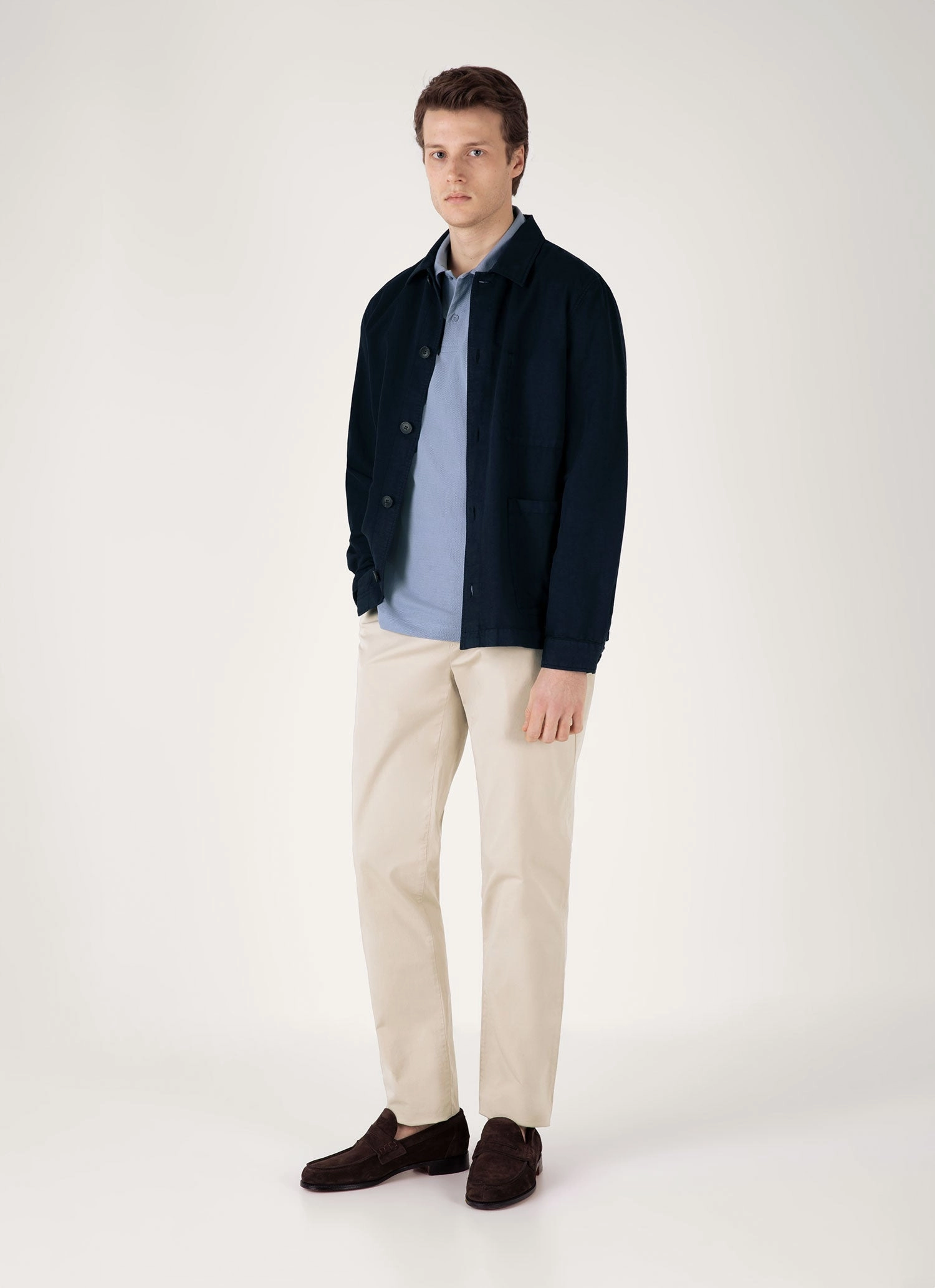 Men's Riviera Polo Shirt in Vintage Blue Summer Party LowProfile Seam Tape