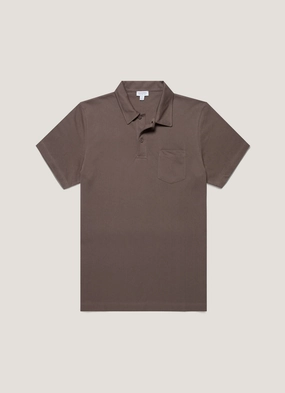 Men's Riviera Polo Shirt in Walnut Sleek Fit Perfect Comfort Men's Riviera Polo Shirt in Walnut