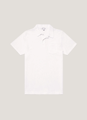 Men's Riviera Polo Shirt in White Performance Mesh Lining Men's Riviera Polo Shirt in White Golf Course Casual Vibe