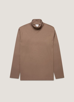 Men's Roll Neck Heavyweight T-shirt in Bark Chill Wear Daily Favorite Men's Roll Neck Heavyweight T-shirt in Bark