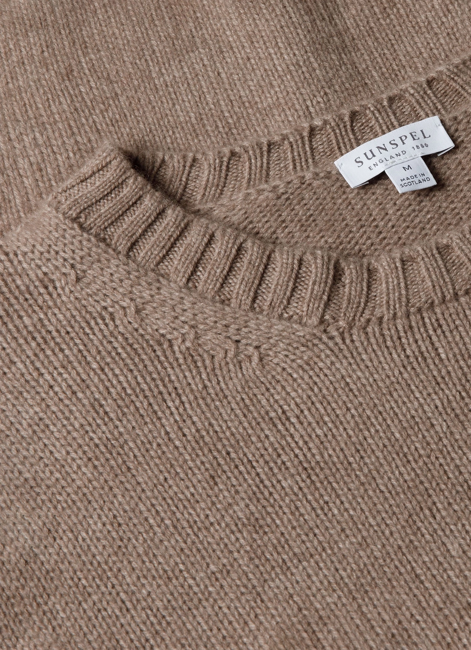 Men's Roxburgh Cashmere Jumper in Natural Brown Tagless Labeling Ultra Soft