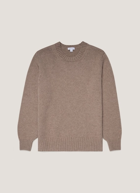 Men's Roxburgh Cashmere Jumper in Natural Brown No Slip Hem Soft Piece Men's Roxburgh Cashmere Jumper in Natural Brown