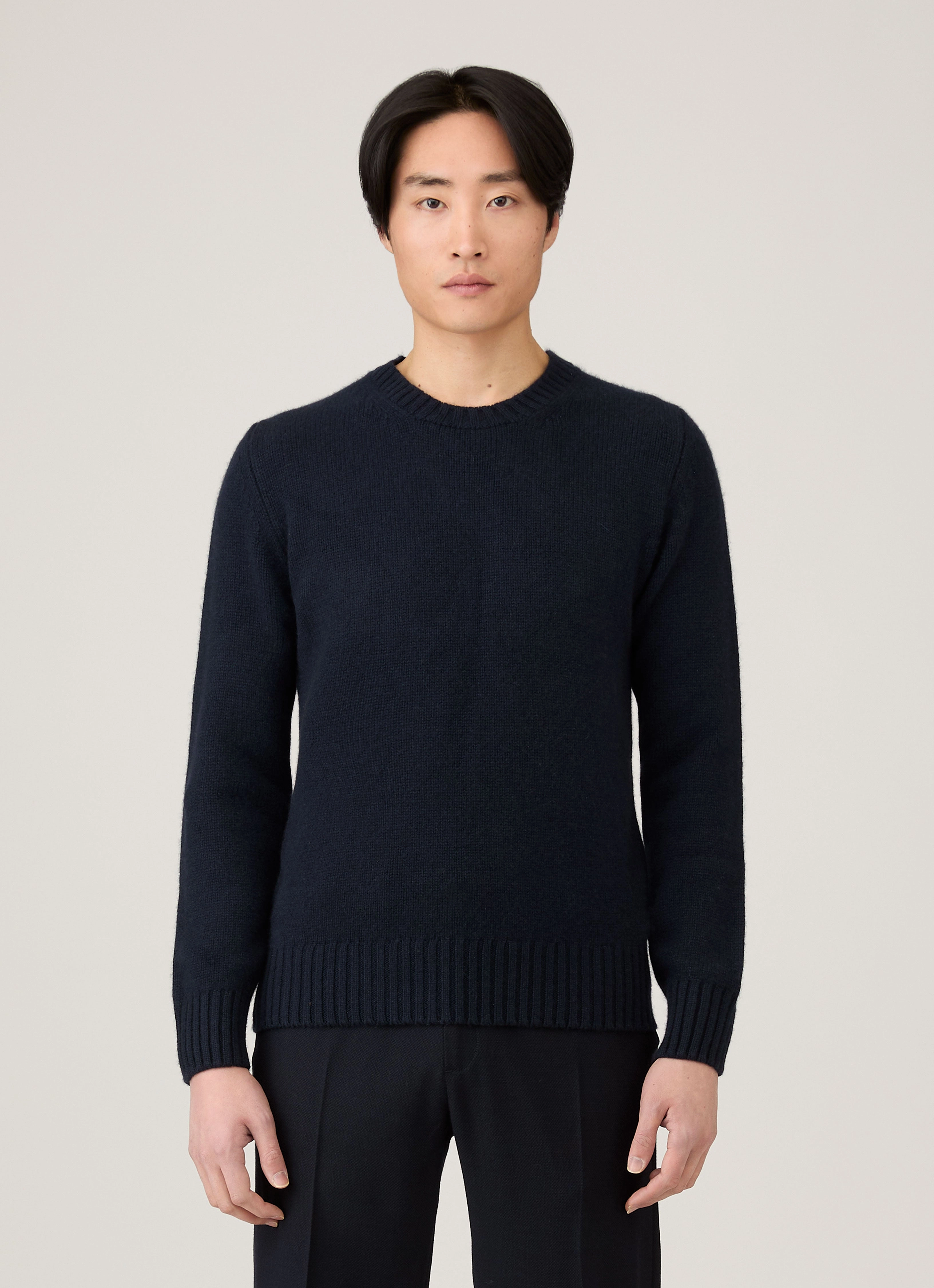 Cozy Loopback Fabric Men's Roxburgh Cashmere Jumper in Navy