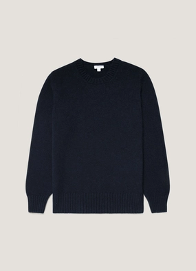 Men's Roxburgh Cashmere Jumper in Navy Crisp Texture LowMaintenance Fabric Men's Roxburgh Cashmere Jumper in Navy