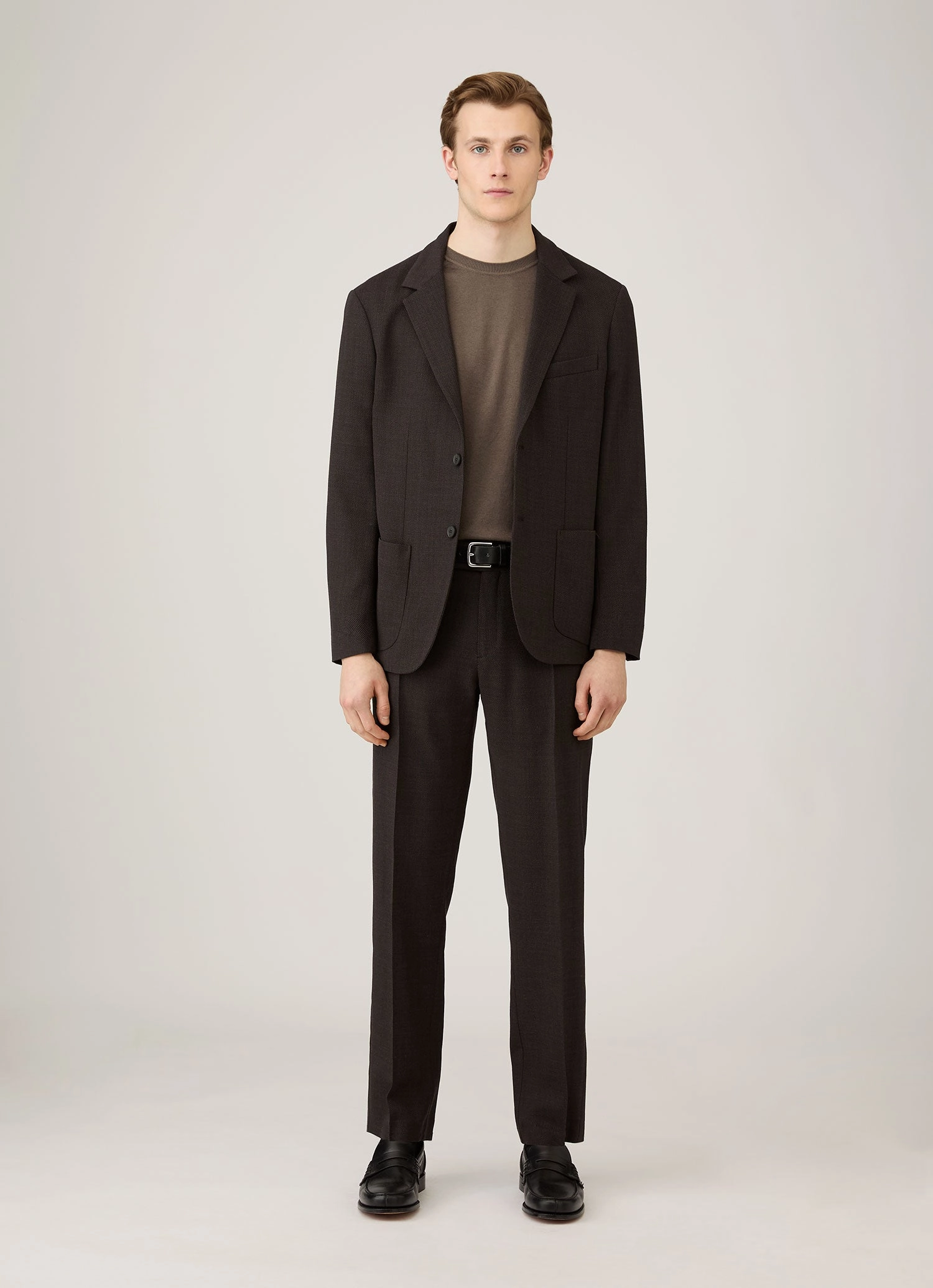 Men's Sea Island Cashmere Crew Neck Jumper in Bark Daily Layer