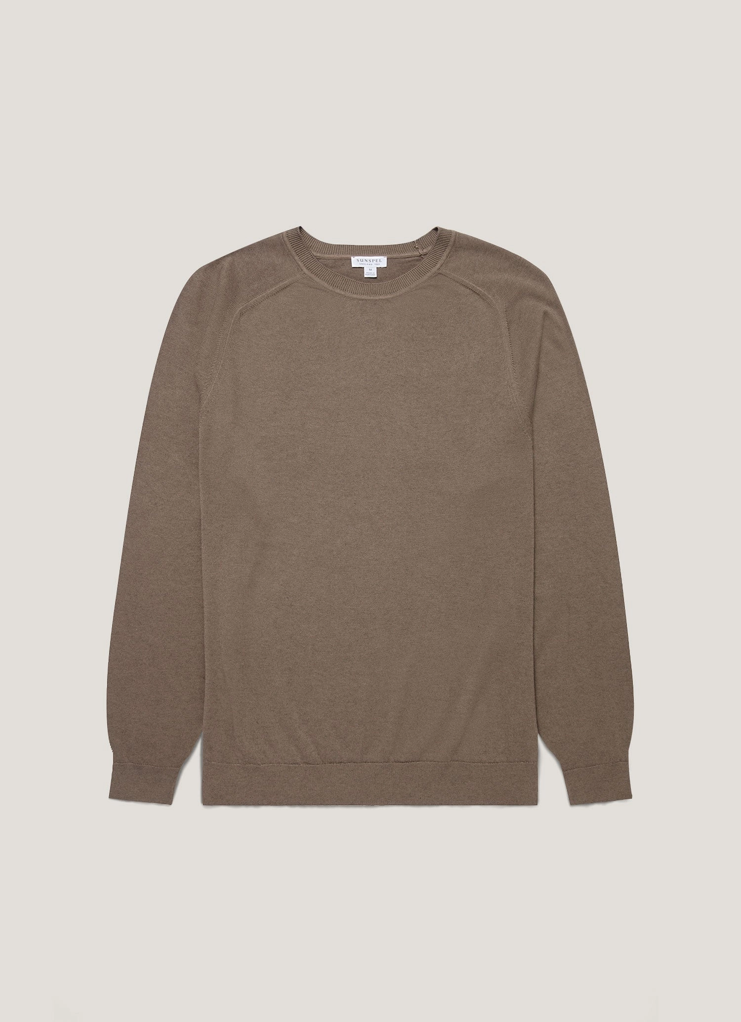 Men's Sea Island Cashmere Crew Neck Jumper in Bark Fall Ready