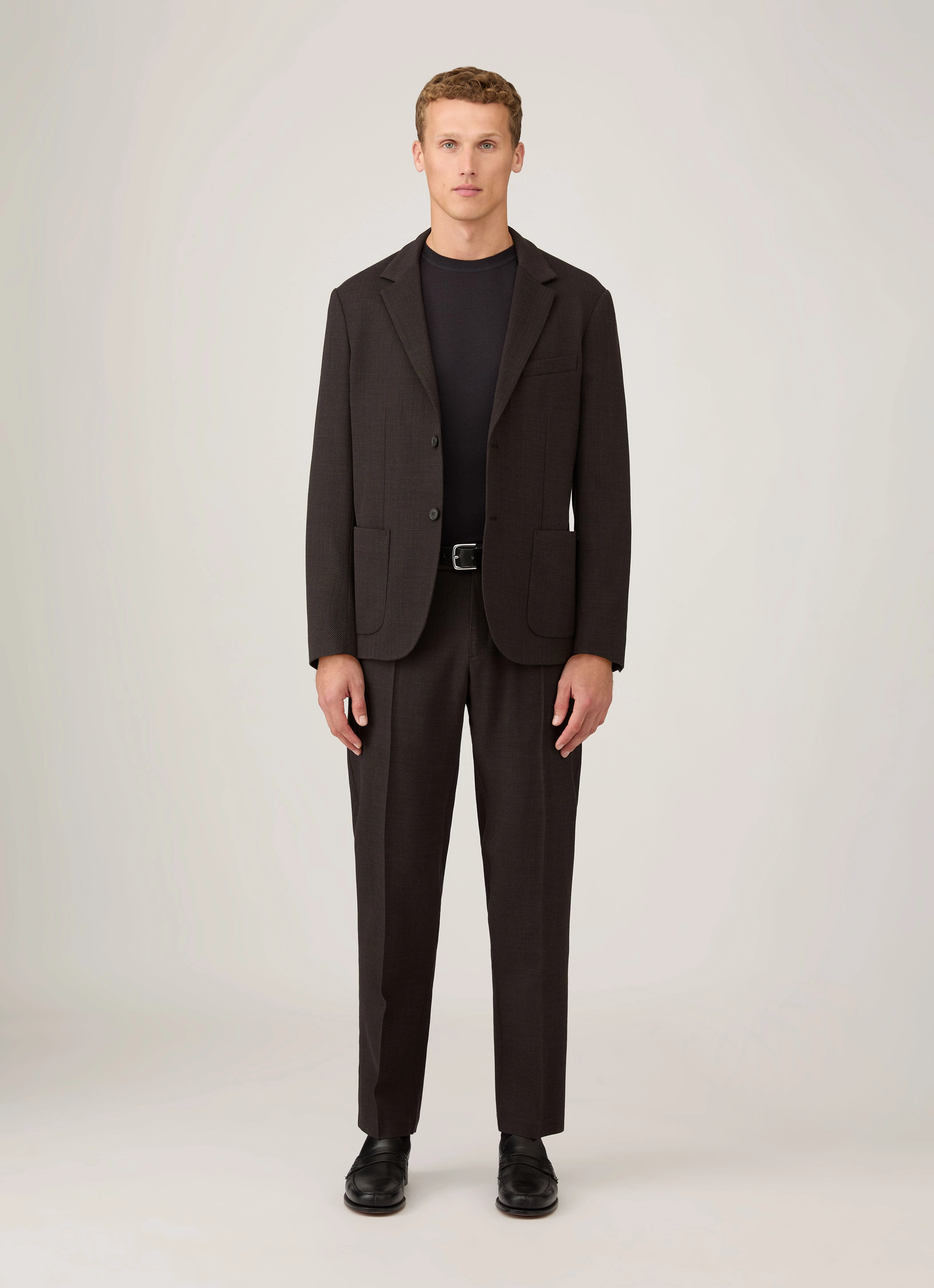 Men's Sea Island Cashmere Crew Neck Jumper in Black Openwork Lattice Pattern FrictionResistant Sleeves