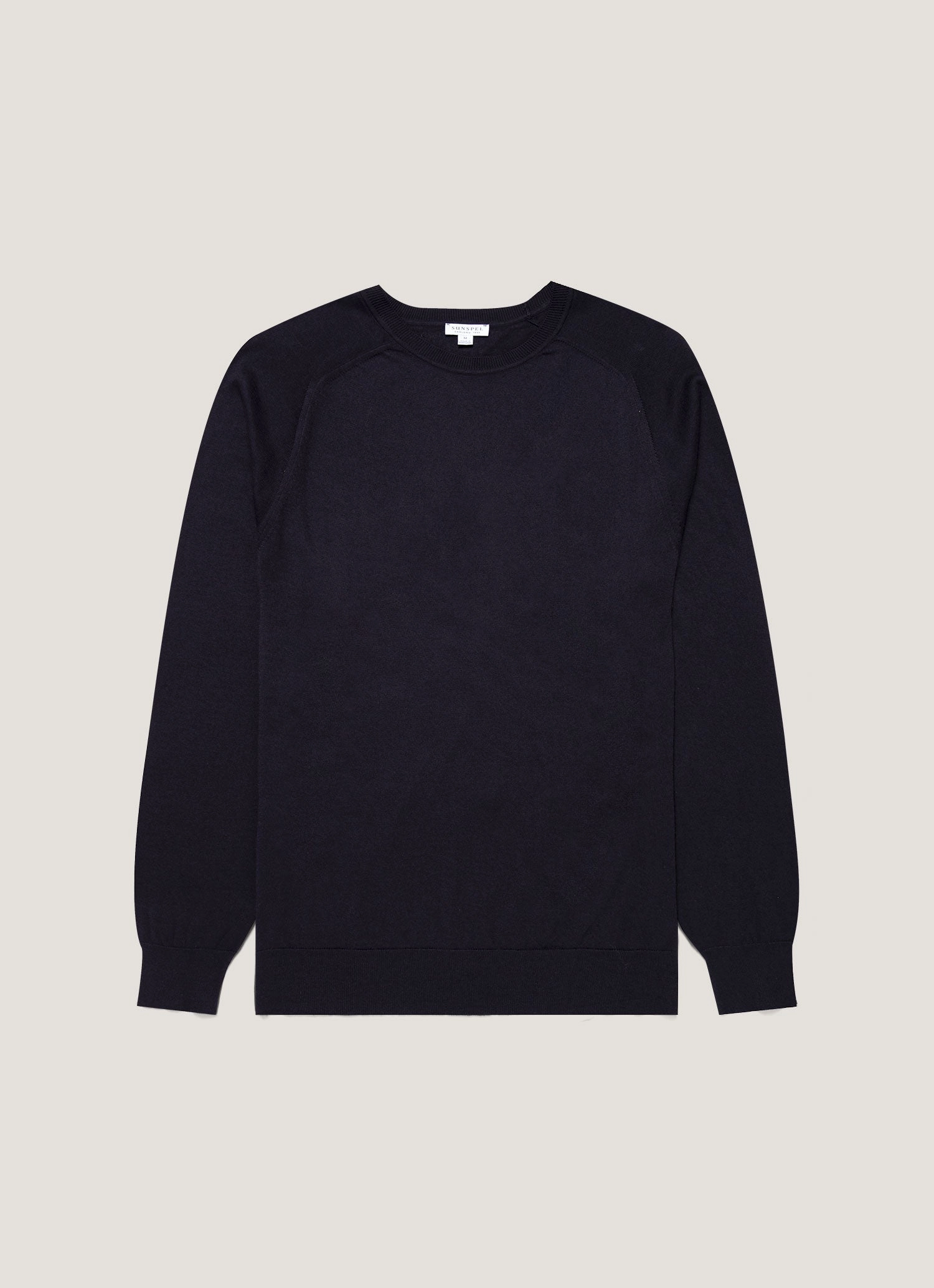 Ventilated Panels Indoor style Men's Sea Island Cashmere Crew Neck Jumper in Midnight Navy