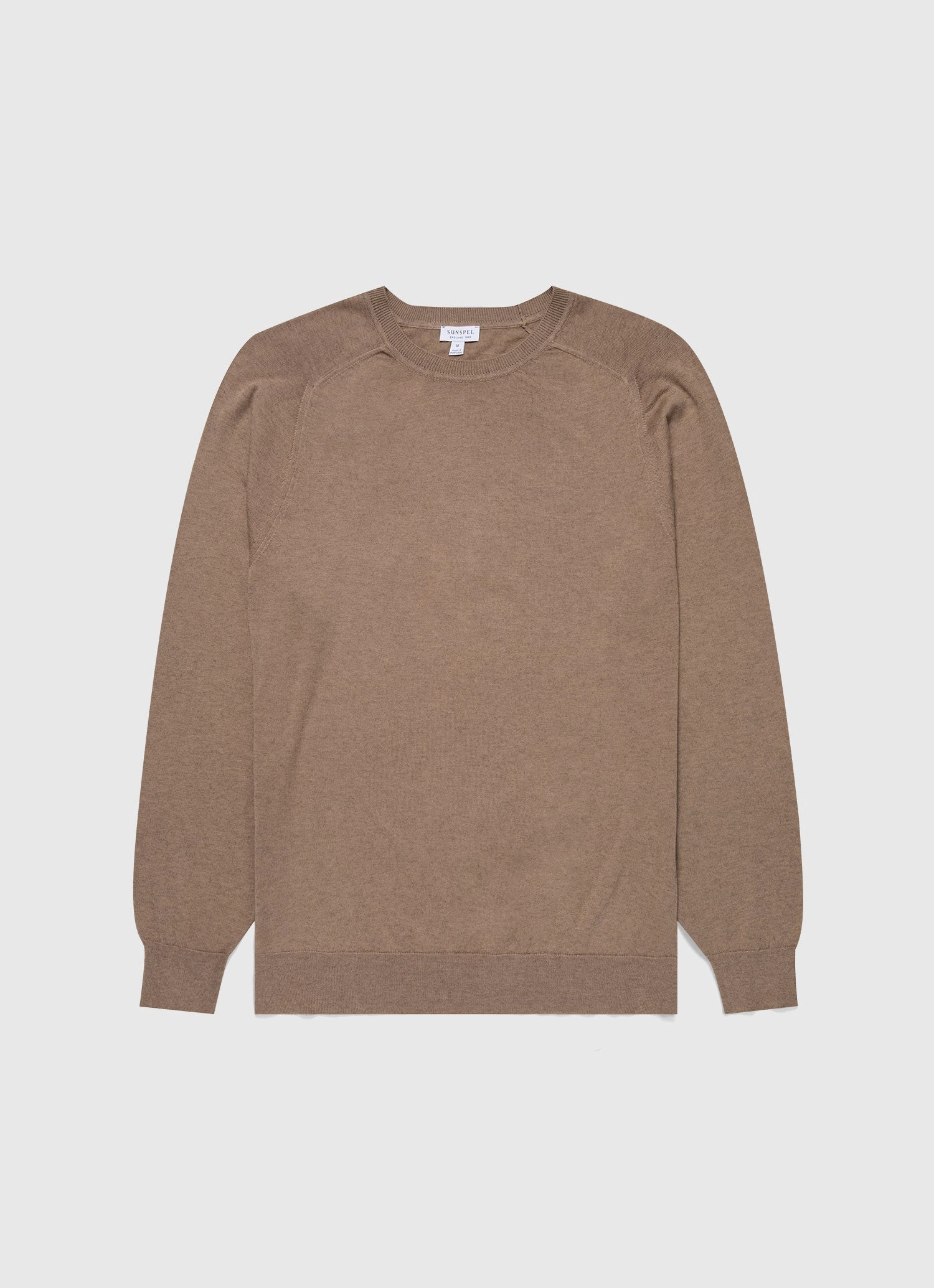Men's Sea Island Cashmere Crew Neck Jumper in Oat Cable Stitch