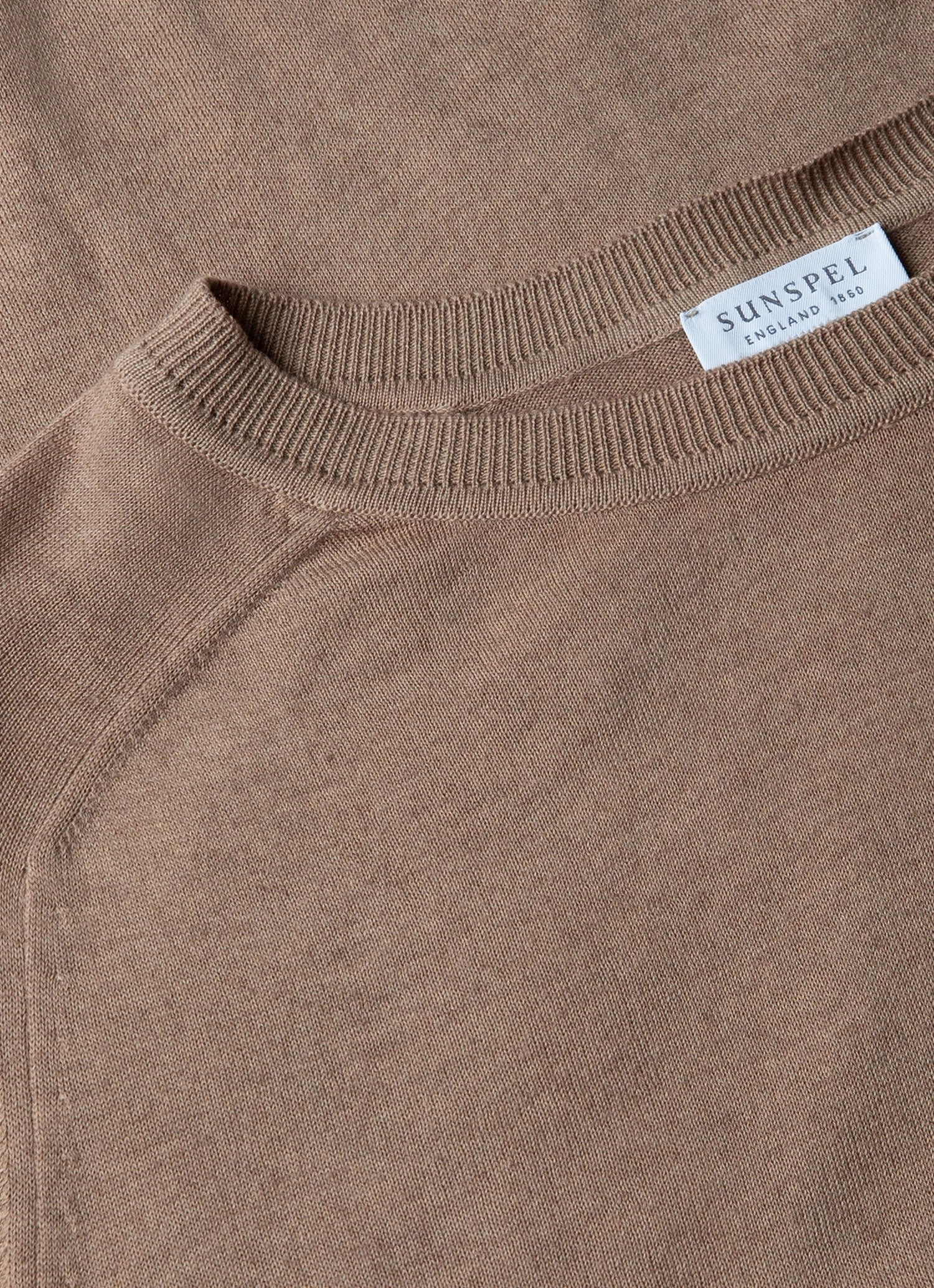 Easy Care Fabric Men's Sea Island Cashmere Crew Neck Jumper in Oat