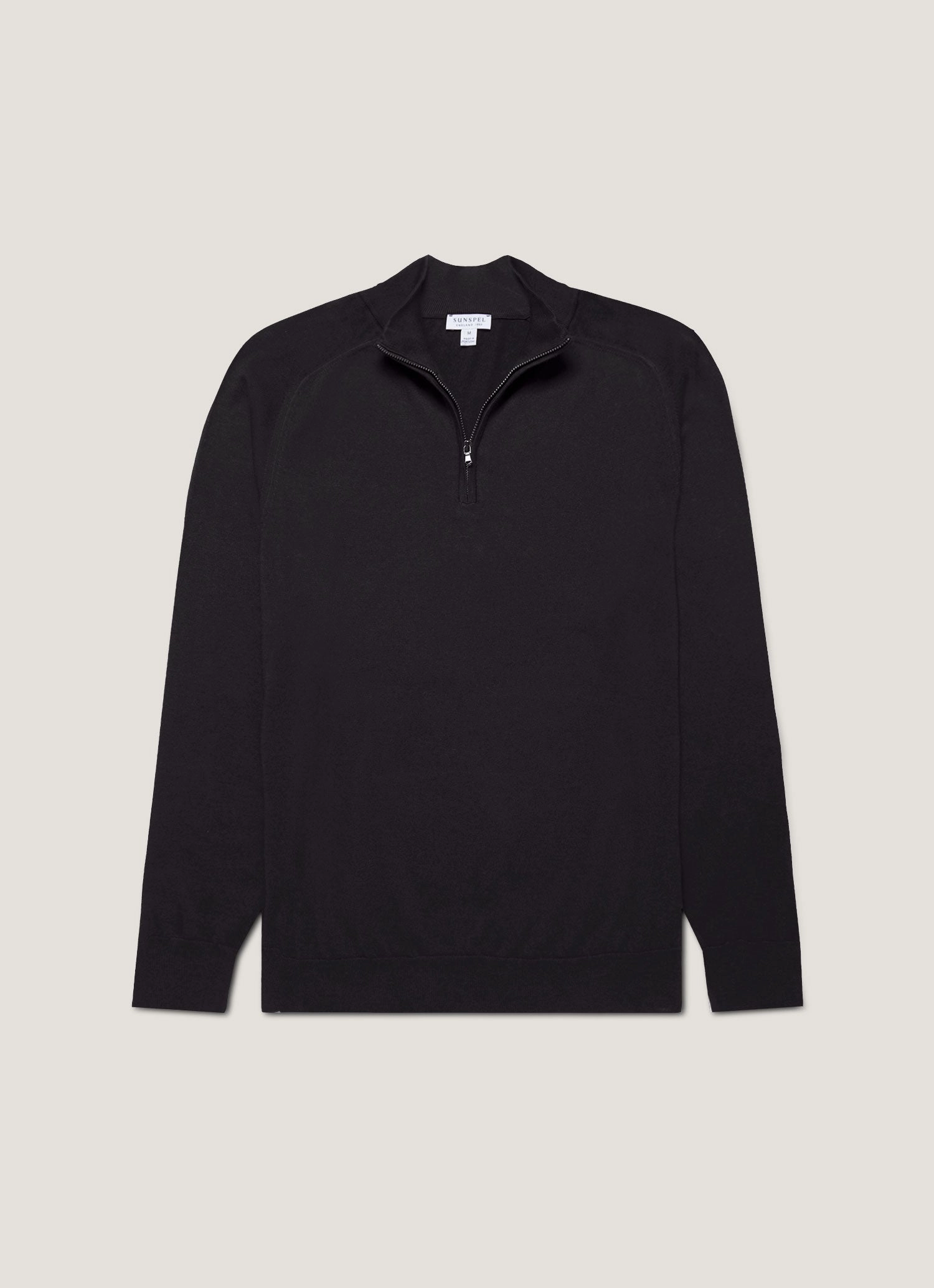 Men's Sea Island Cashmere Half Zip in Black Chill Vibe