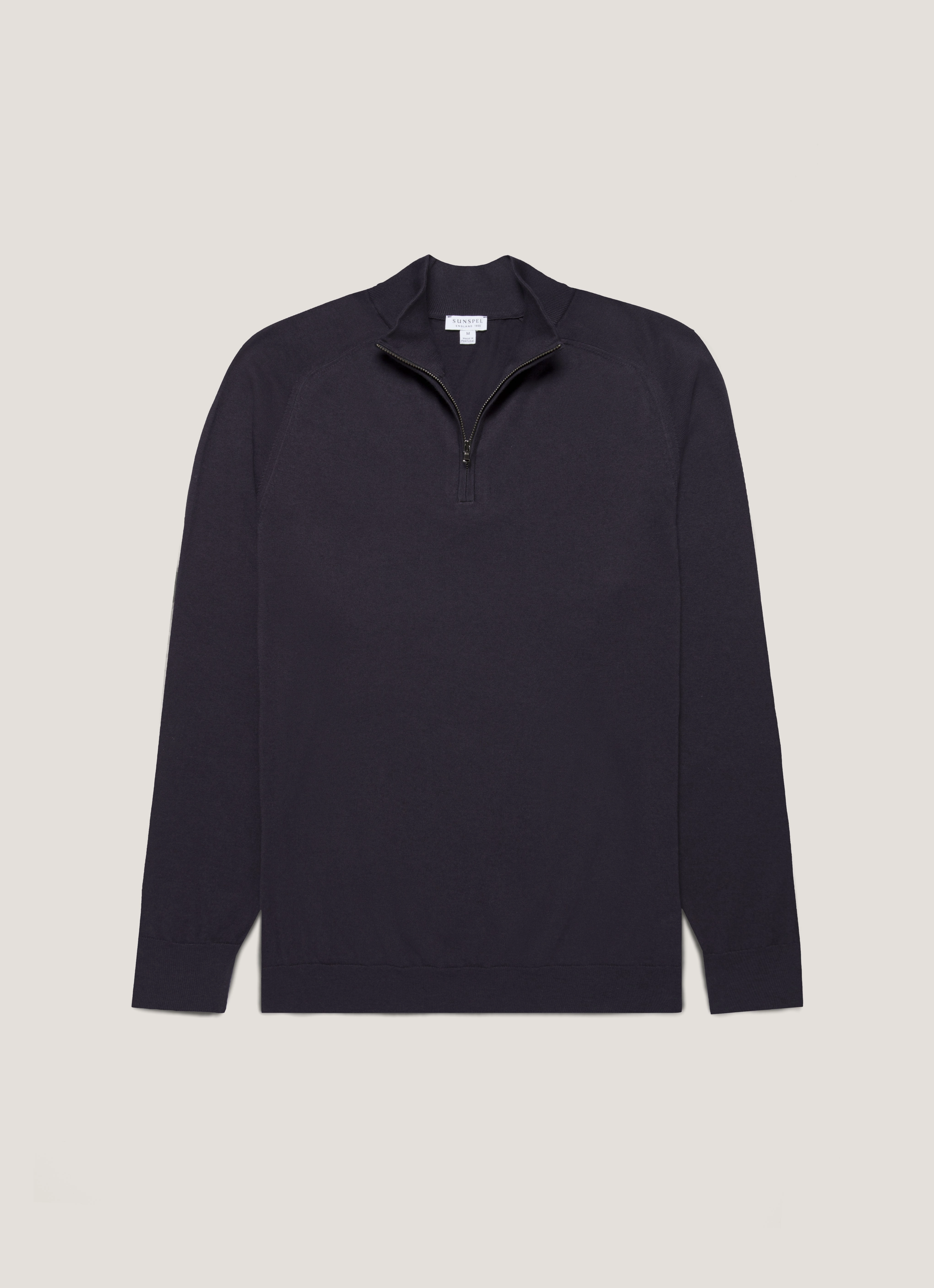 No-Fuss Look Fall Comfort Men's Sea Island Cashmere Half Zip in Midnight Navy