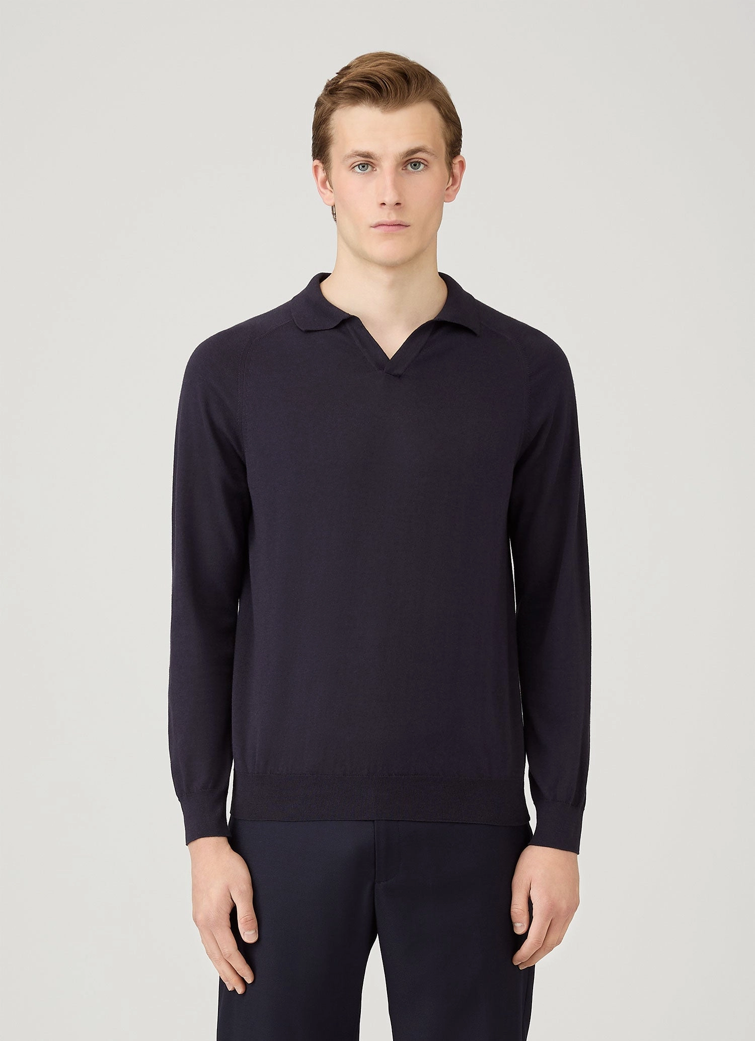 Club Attire Men's Sea Island Cashmere Polo Shirt in Midnight Navy