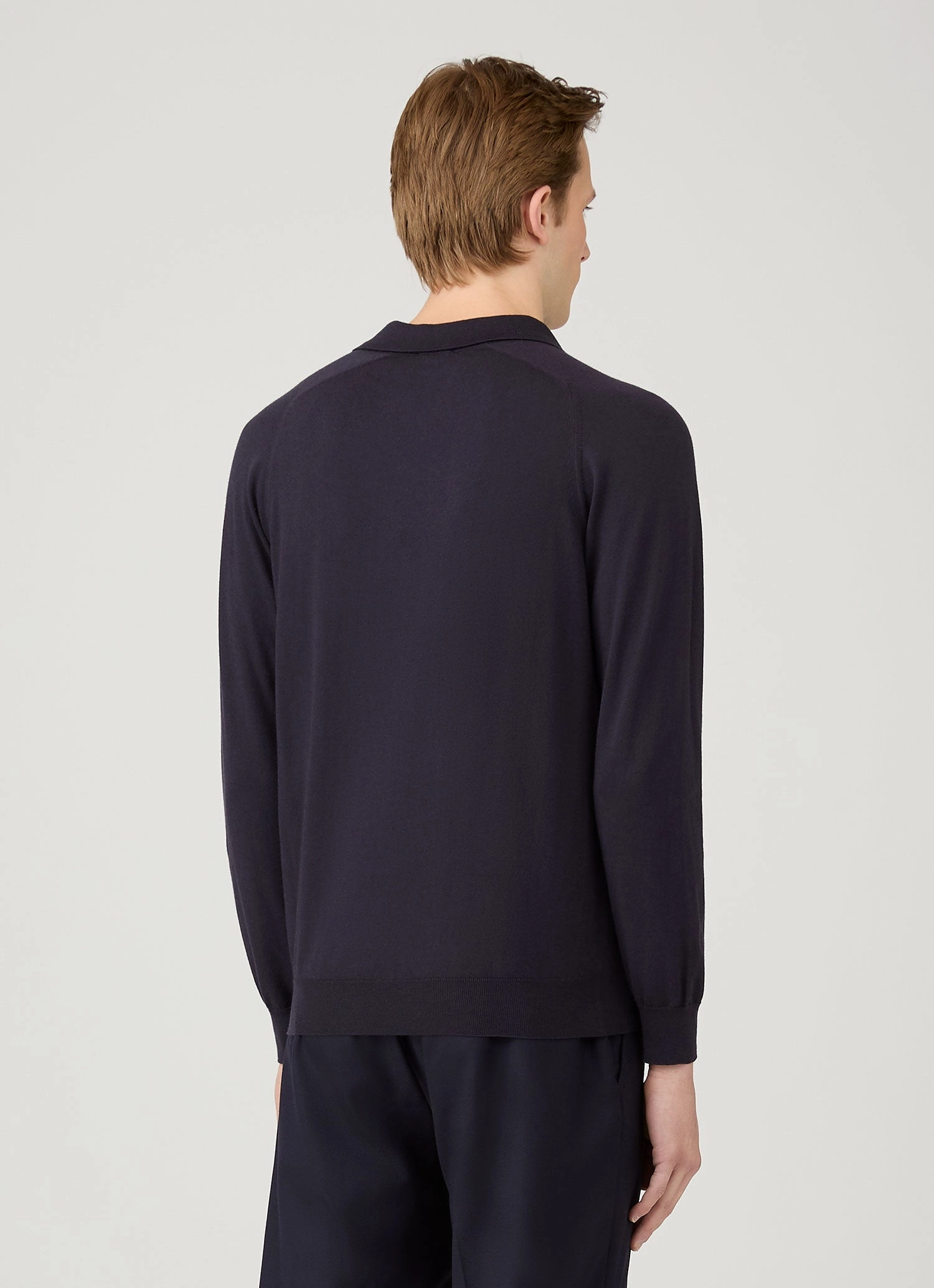 Chill Layer Light Fabric Men's Sea Island Cashmere Polo Shirt in Midnight Navy