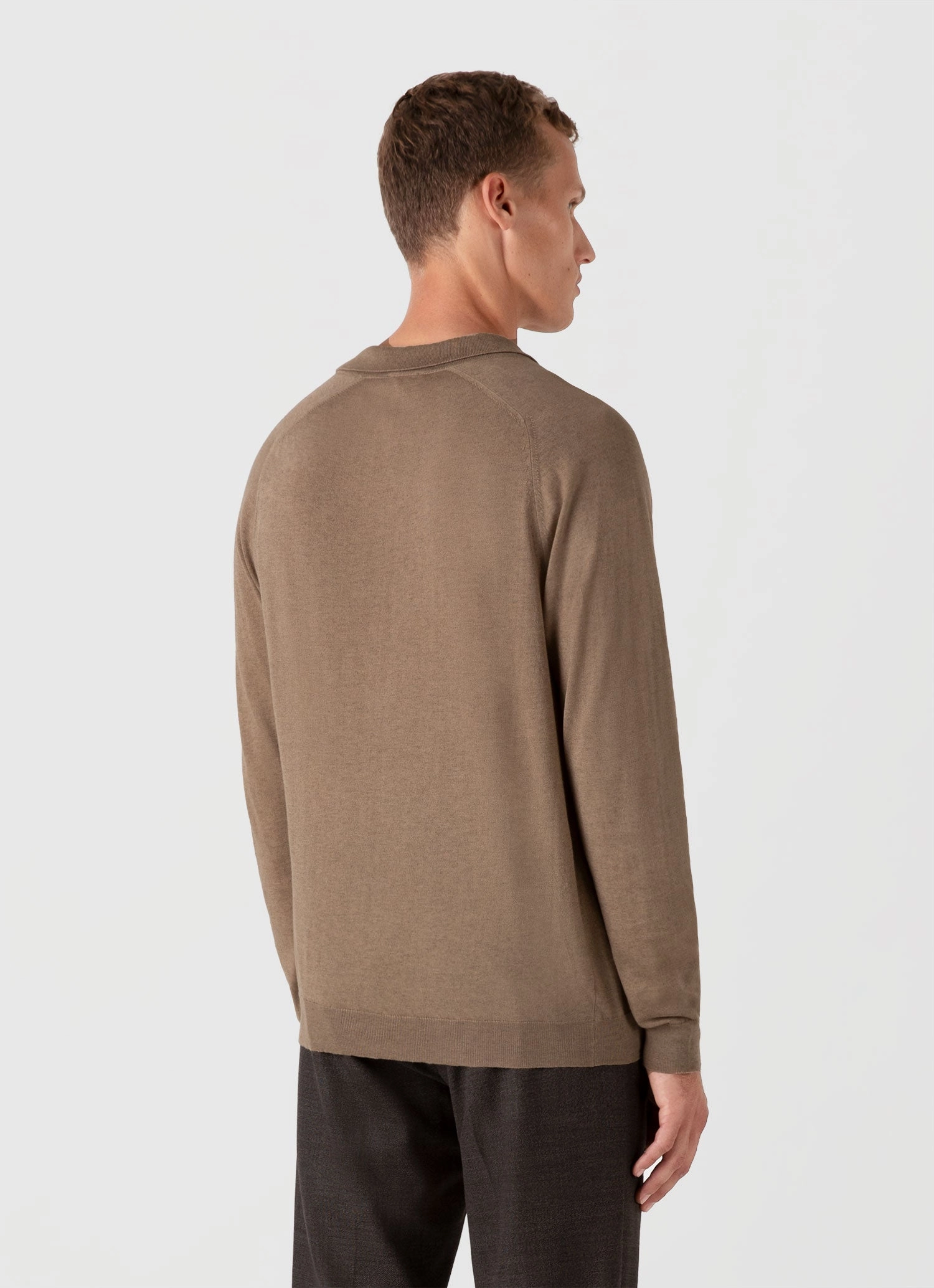 Men's Sea Island Cashmere Polo Shirt in Oat Active Flex