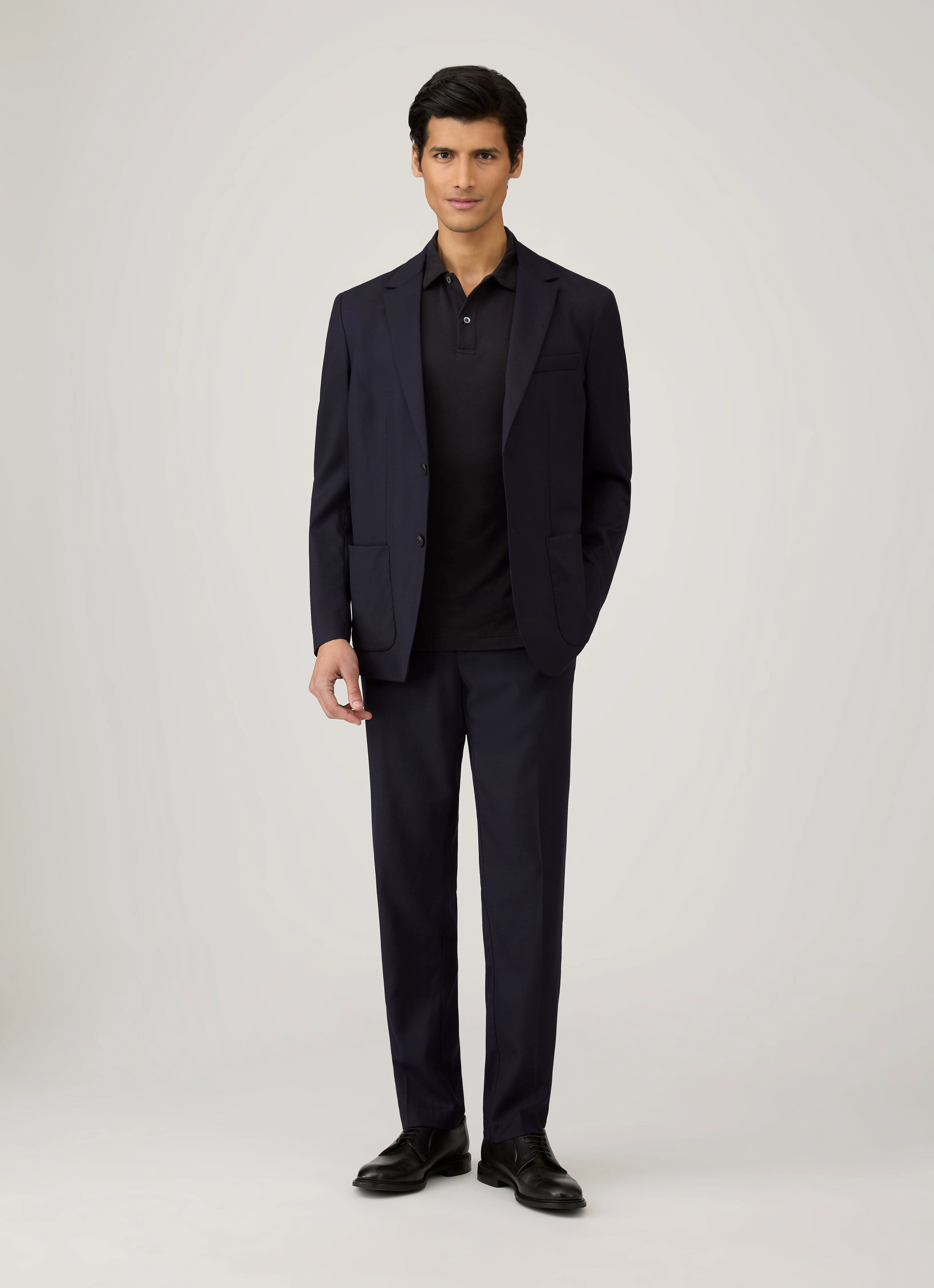 Men's Sea Island Cotton Jersey Polo Shirt in Black Premium Fit Flexible Wear