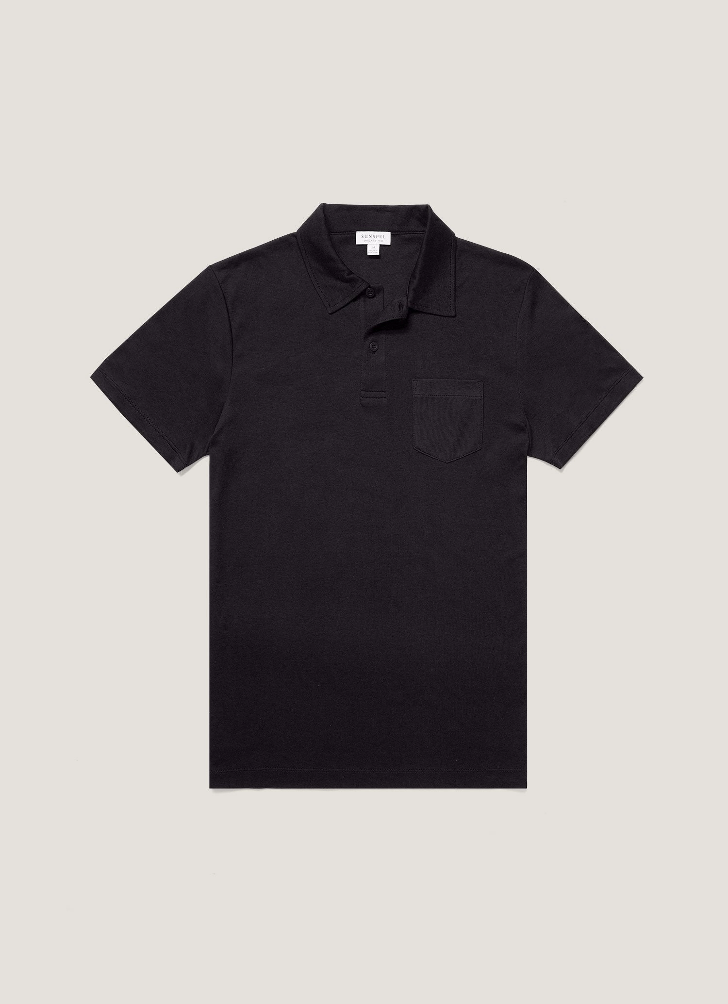 Men's Sea Island Cotton Jersey Polo Shirt in Black Business Ready