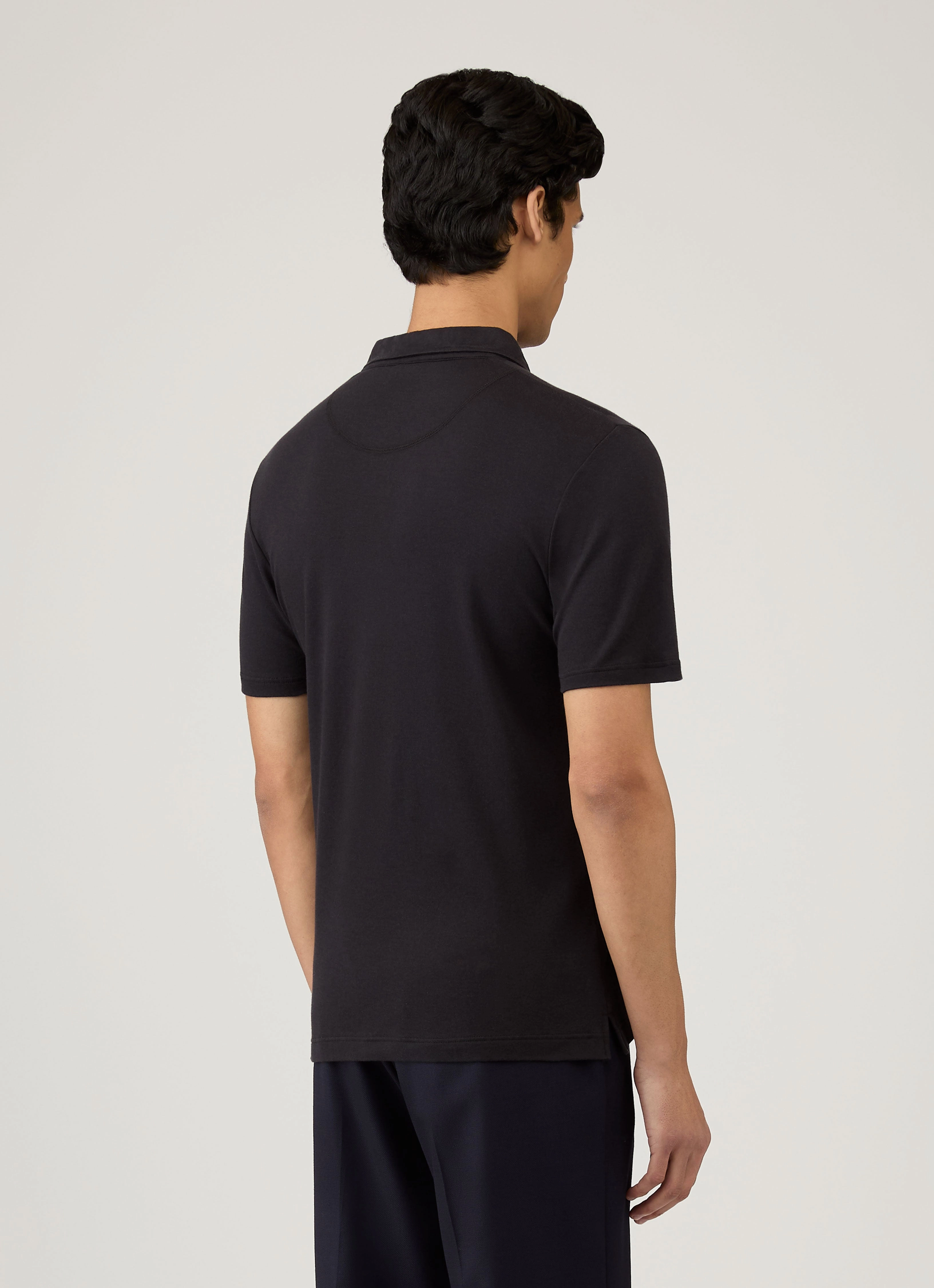 Perfect Layering Comfortable Cut Men's Sea Island Cotton Jersey Polo Shirt in Black