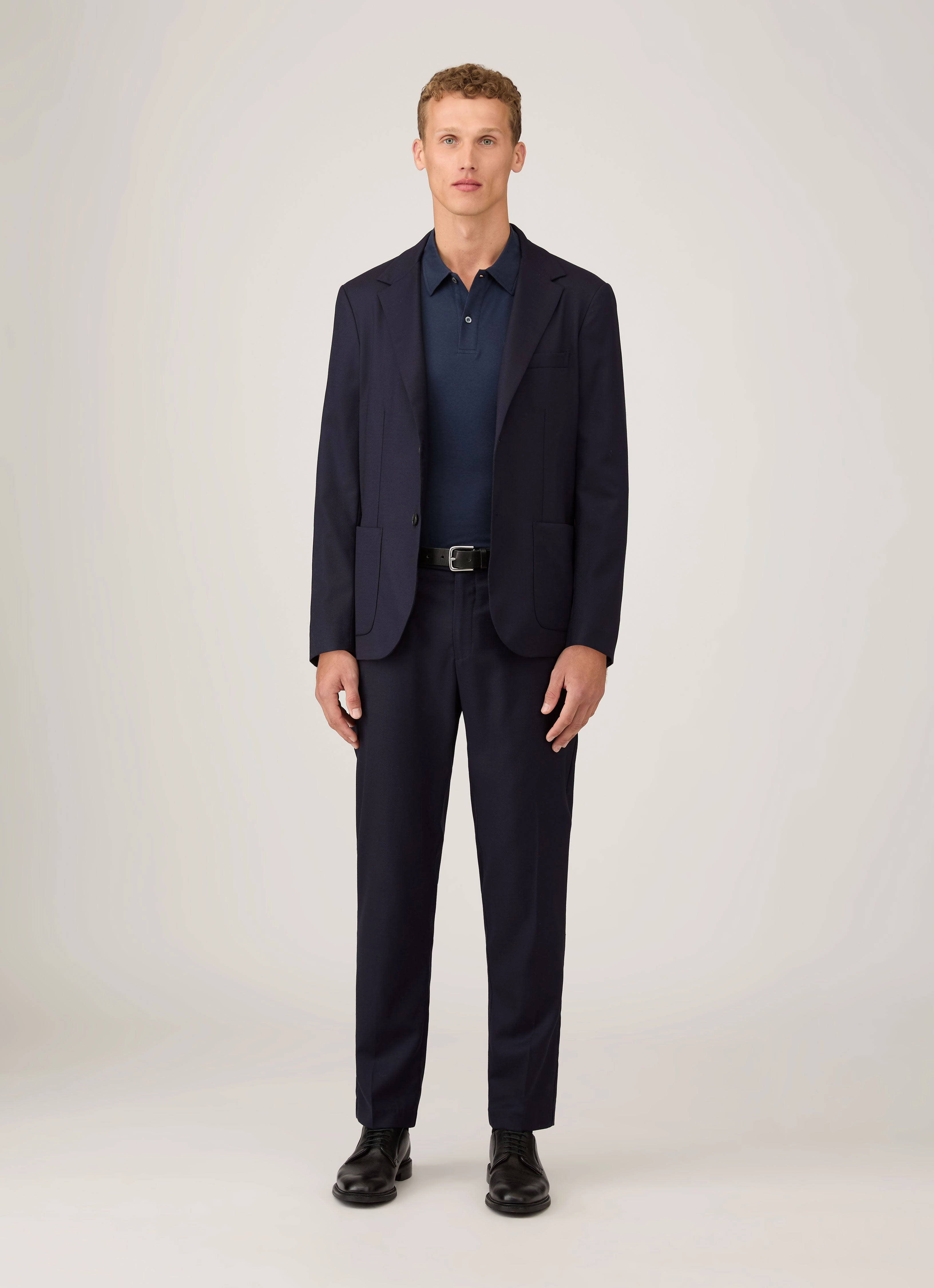 Light Comfort SweatResistant Inner Layer Men's Sea Island Cotton Jersey Polo Shirt in Navy