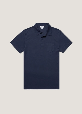 Men's Sea Island Cotton Jersey Polo Shirt in Navy Anti Static Lining Men's Sea Island Cotton Jersey Polo Shirt in Navy Sport Flex Smart Layers