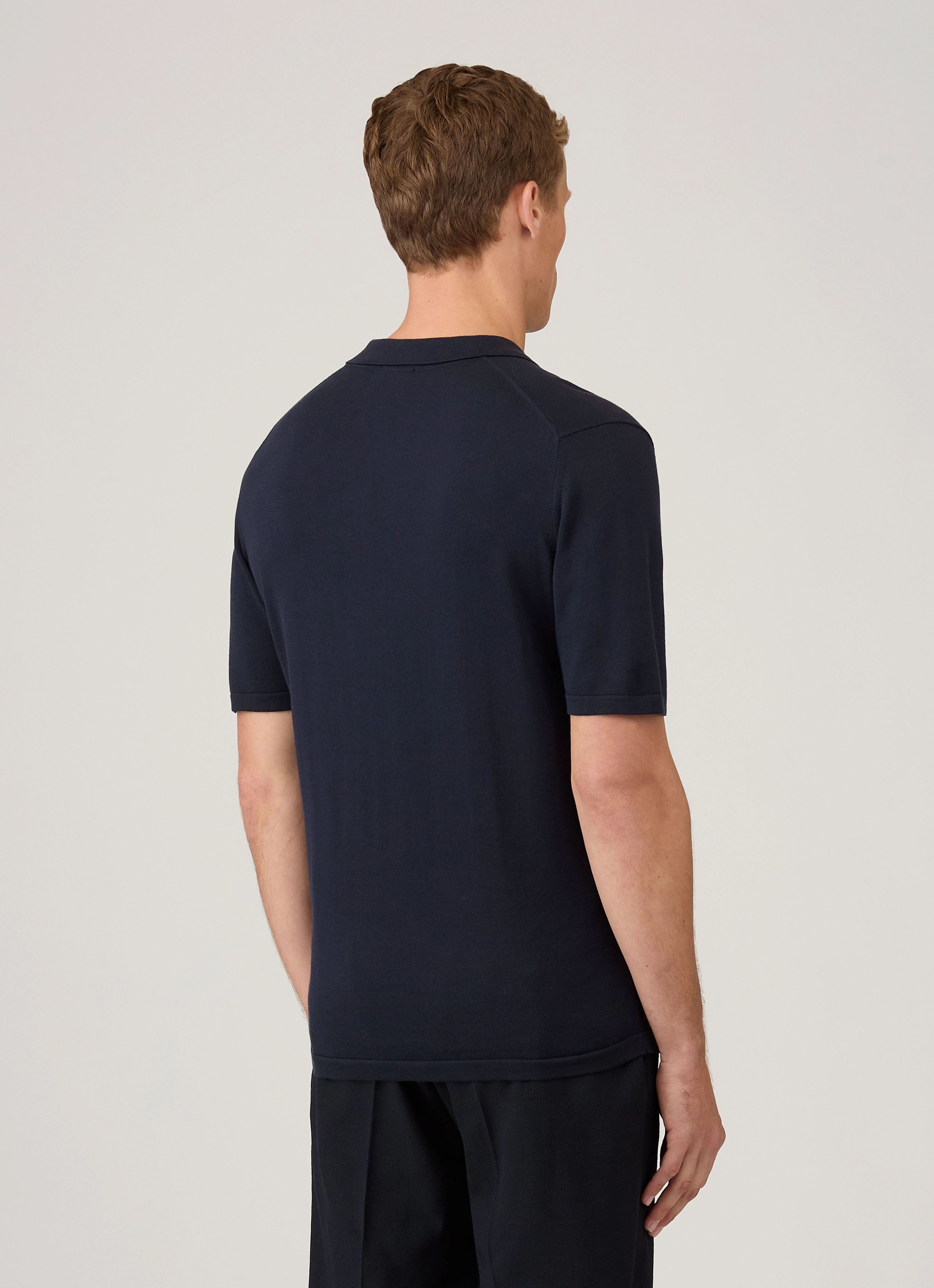 Men's Sea Island Cotton Knit Polo Shirt in Light Navy All Day Comfort Versatile Outfit
