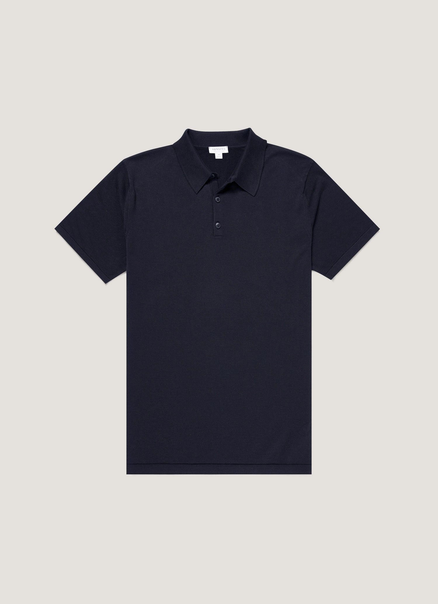 casual top Men's Sea Island Cotton Knit Polo Shirt in Light Navy