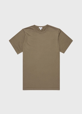 Men's Sea Island Cotton Knit T-shirt in Dark Stone Breathable Layer Fit Men's Sea Island Cotton Knit T-shirt in Dark Stone Summer Wardrobe cotton material