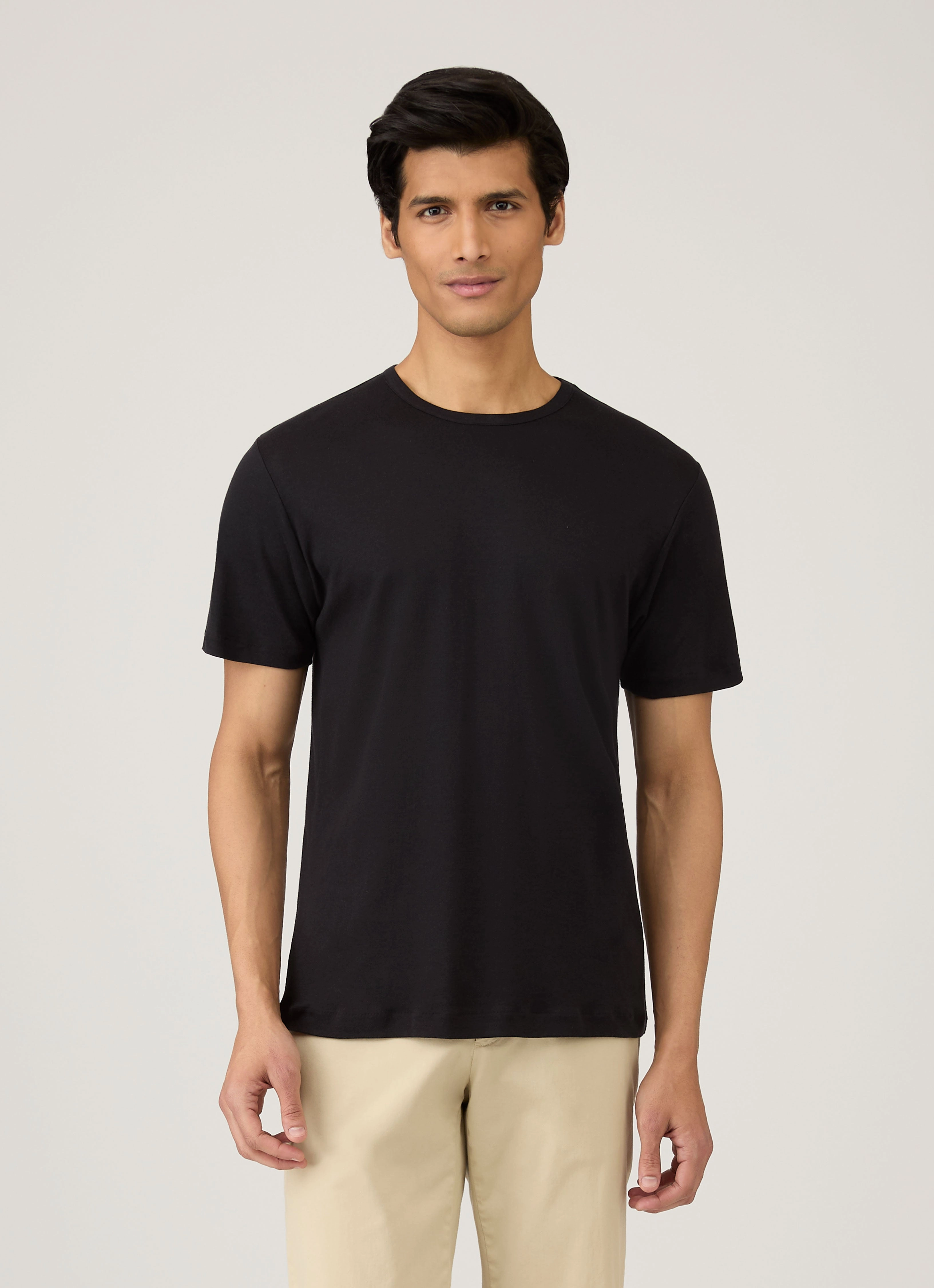 in demand Embroidered Men's Sea Island Cotton T-shirt in Black