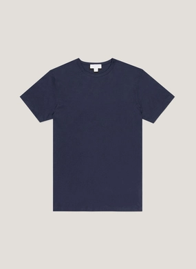 Men's Sea Island Cotton T-shirt in Navy Trendy Design Organic Cotton Blend Men's Sea Island Cotton T-shirt in Navy