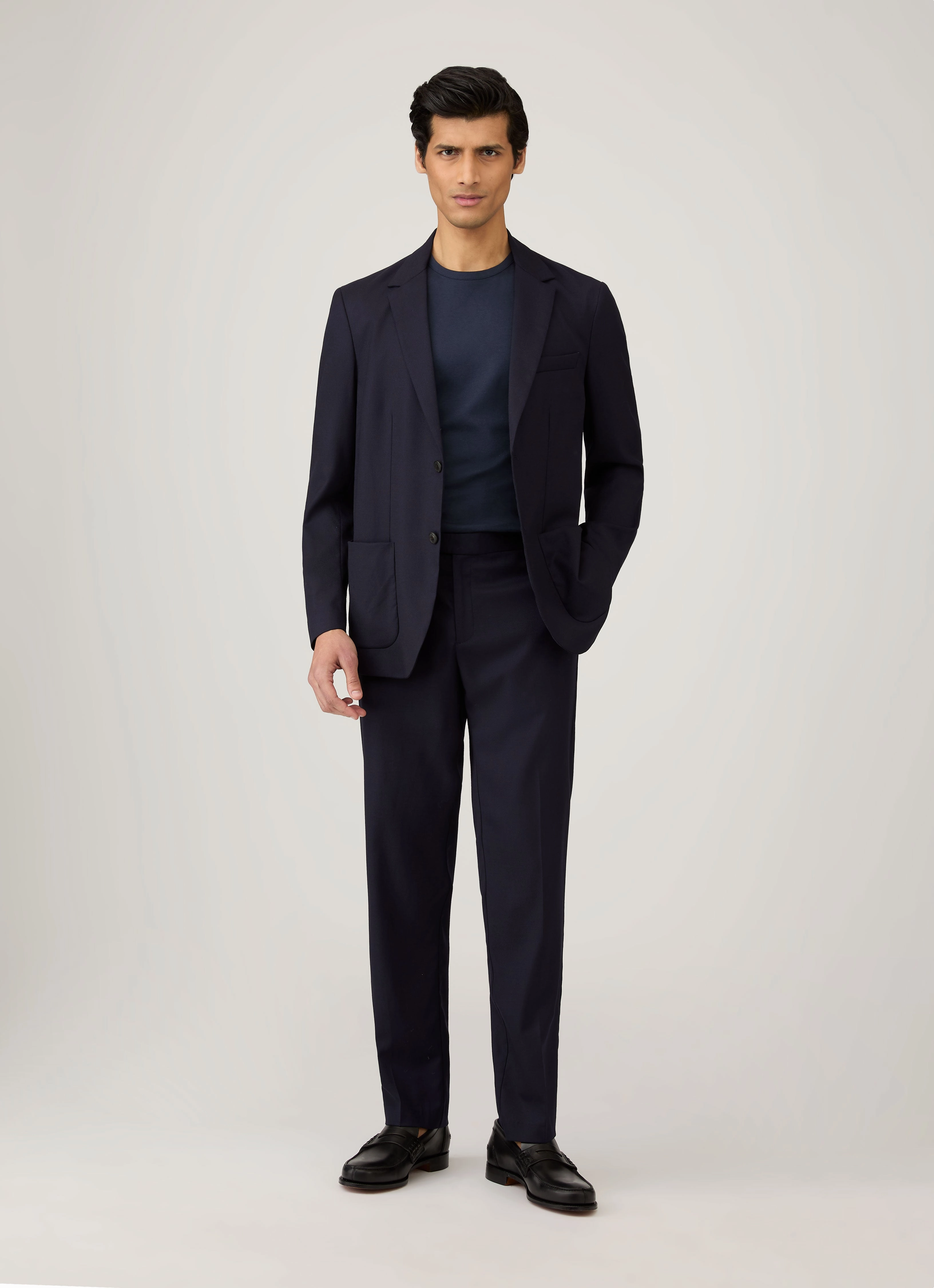 slim fit Adjustable Hem Men's Sea Island Cotton T-shirt in Navy