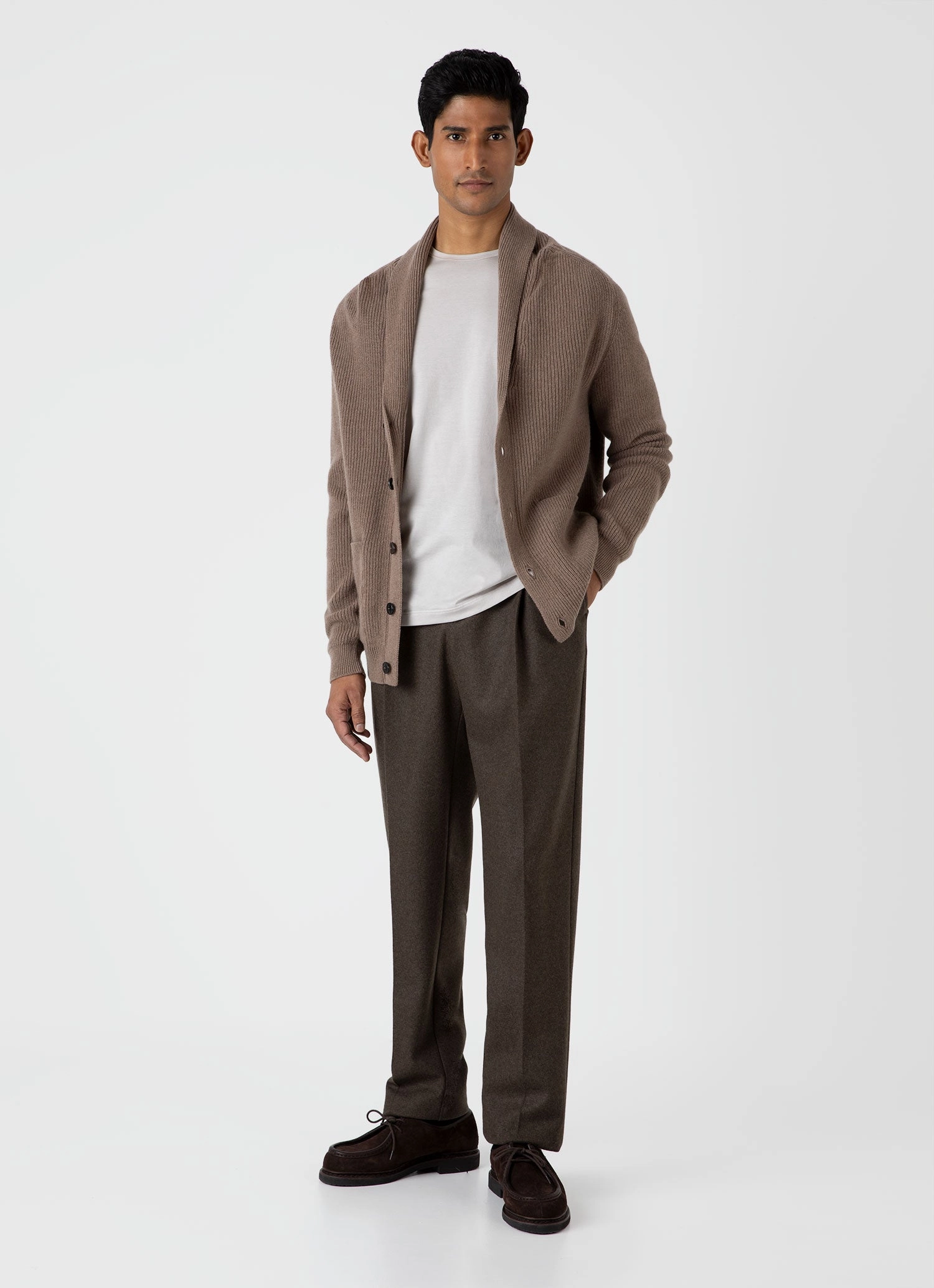 Street Ready Men's Shawl Neck Cardigan in Sandstone